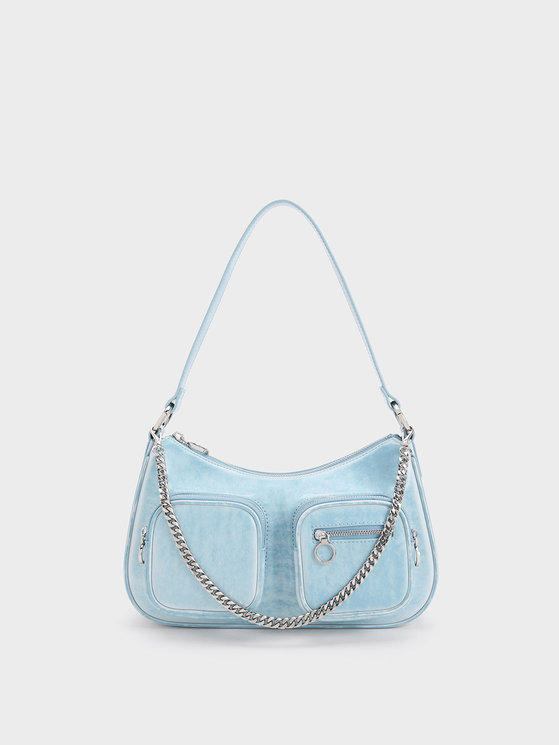 Light Blue Letitia Chain-Link Bag - CHARLES & KEITH UK