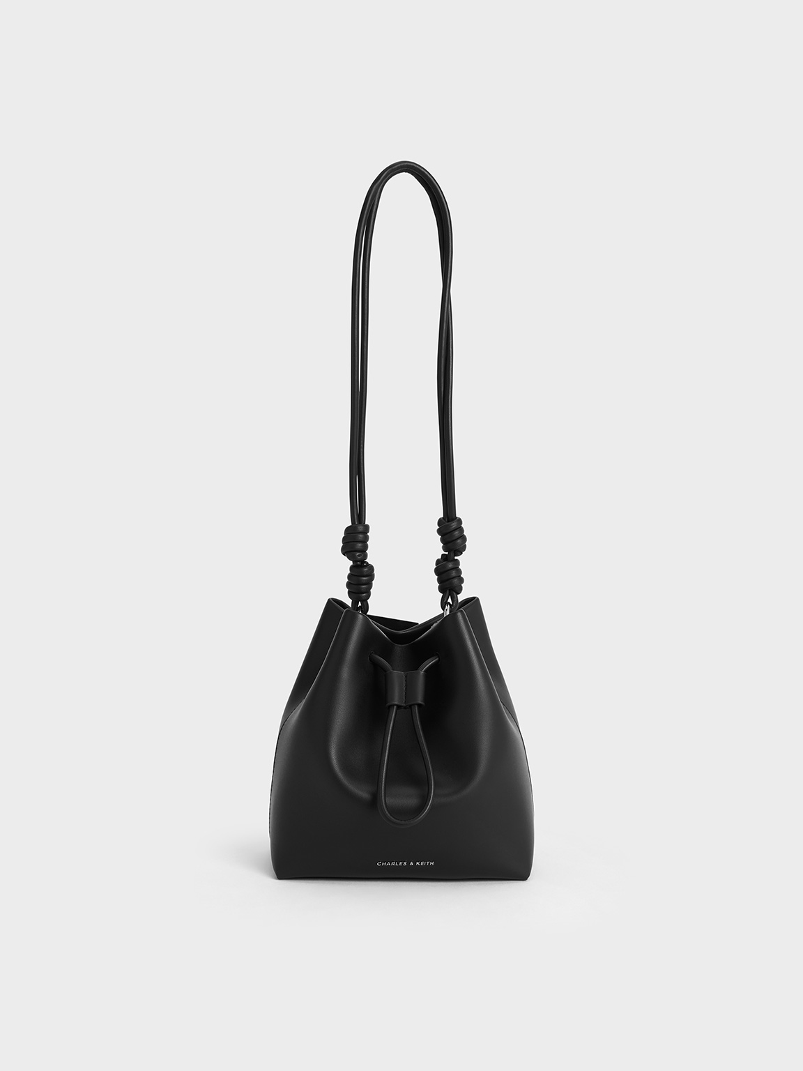 Shop Charles & Keith Leia Knotted Bucket Bag In Noir