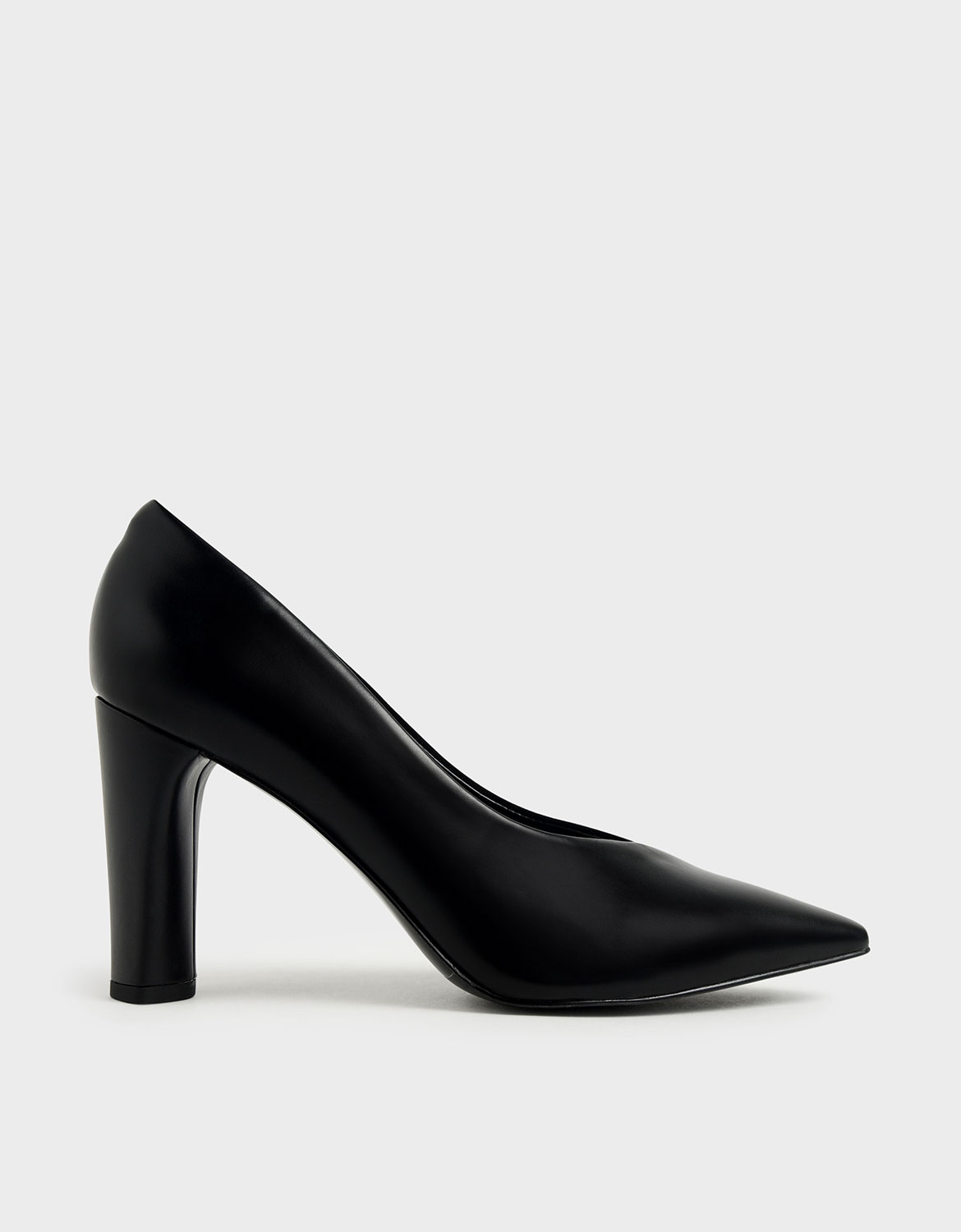 

Textured Cylindrical Heel Pumps, Black
