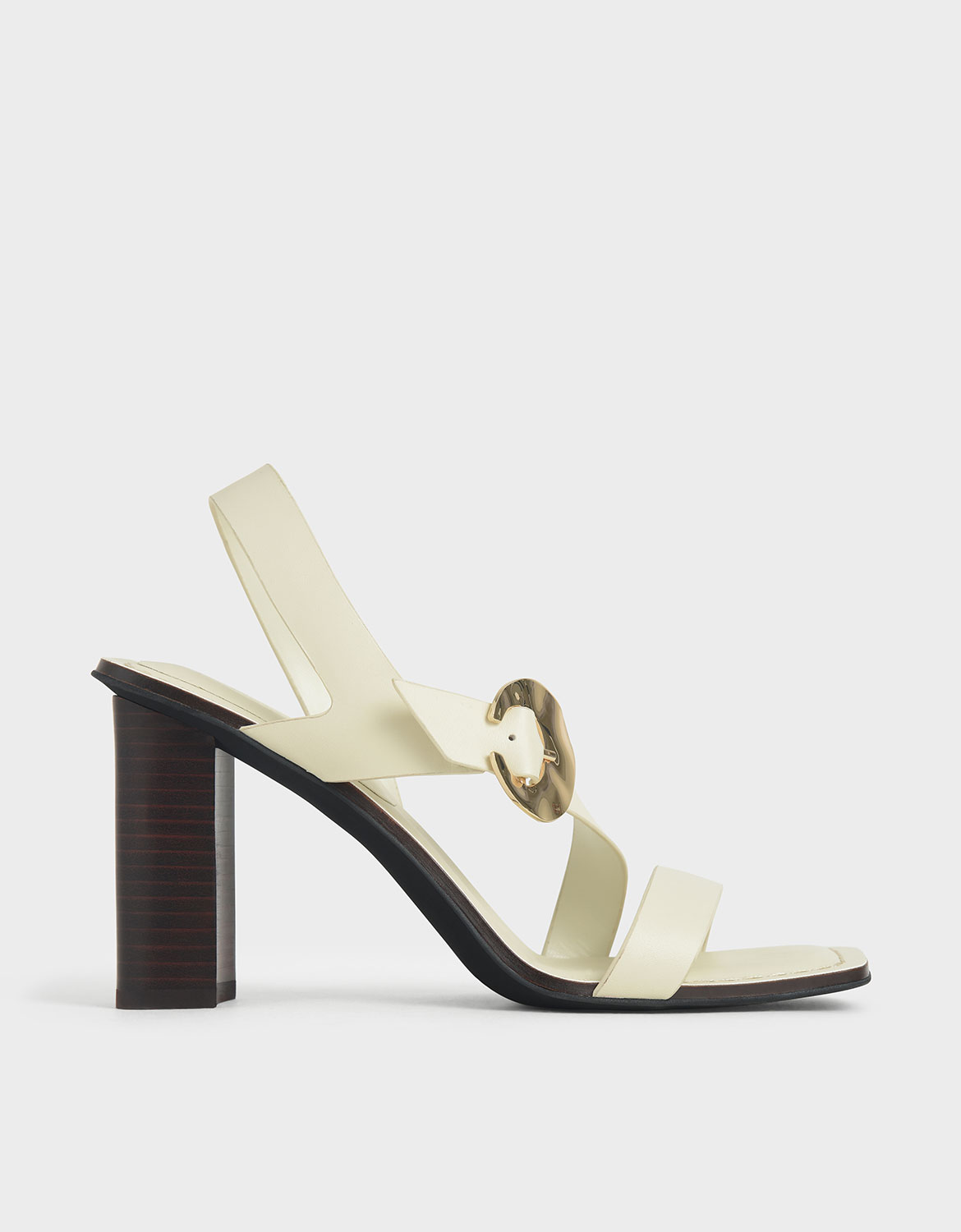 

Leather Hammered Buckle Heeled Sandals