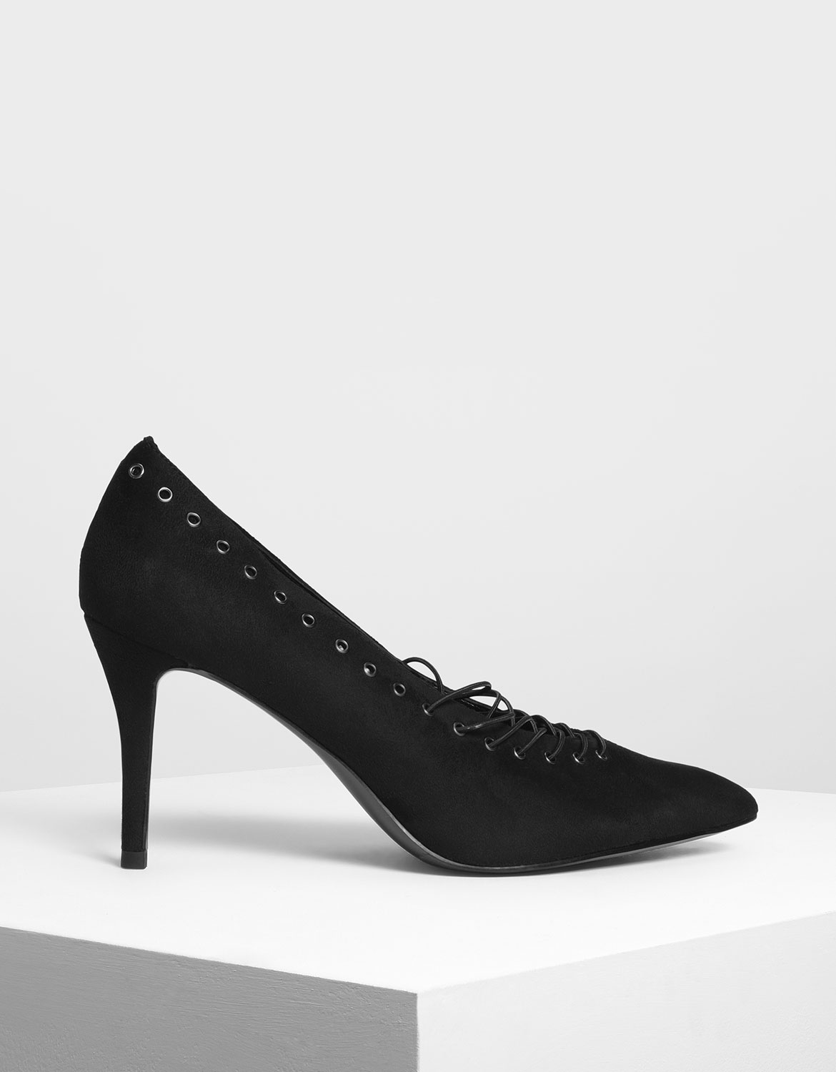 

Lacing Detail Court Shoes, Black