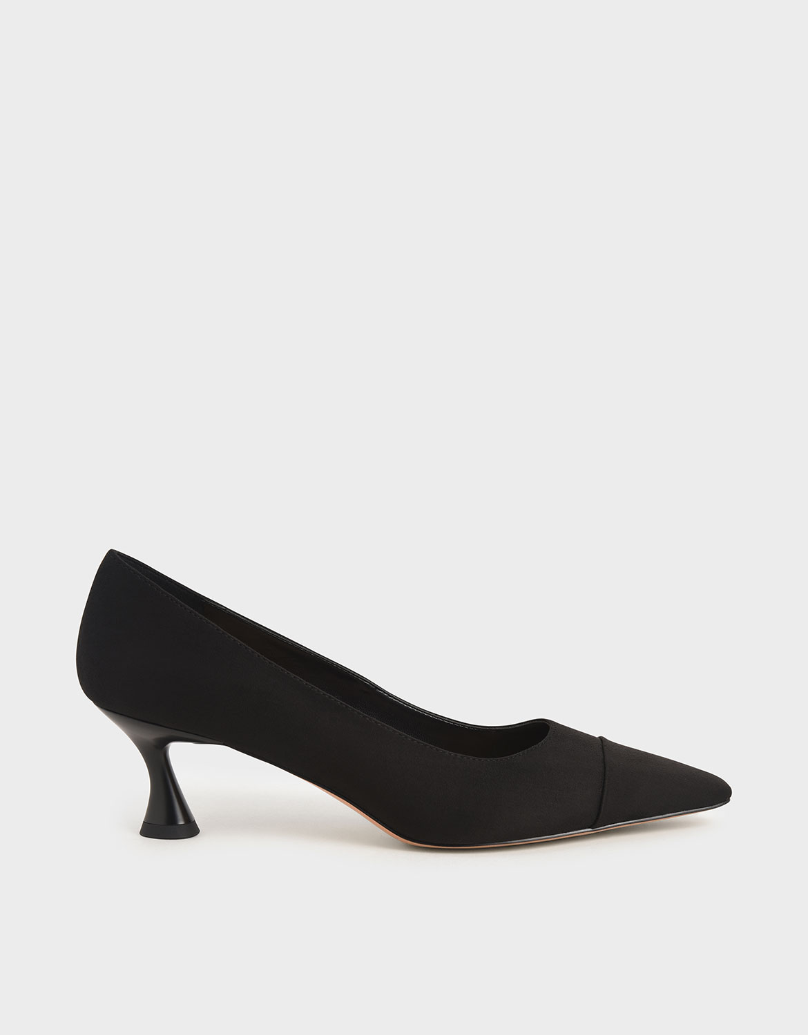 

Textured Spool Heel Toe Cap Pumps, Black