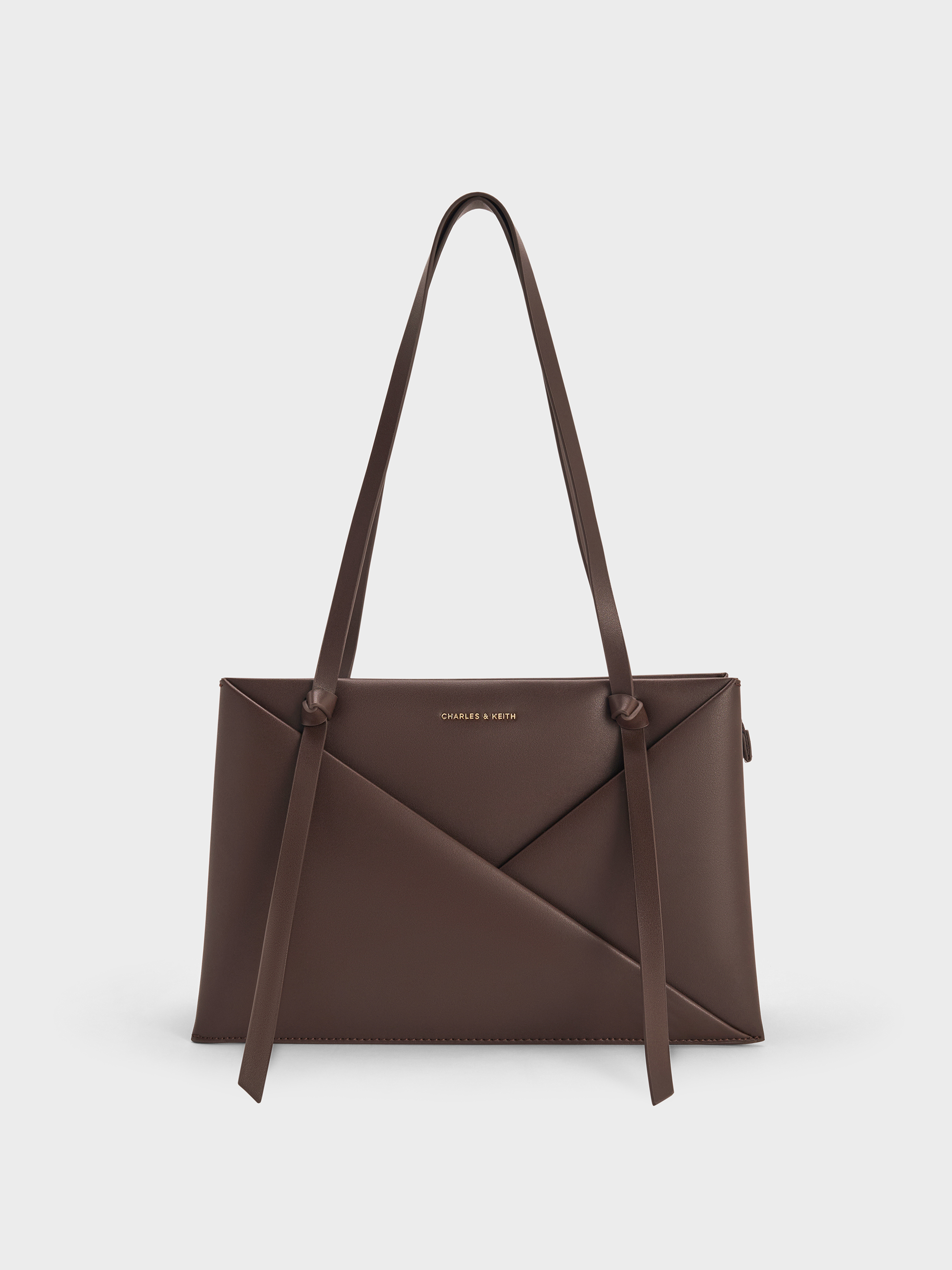 Espresso Brown Midori Geometric Tote Bag - CHARLES & KEITH UK
