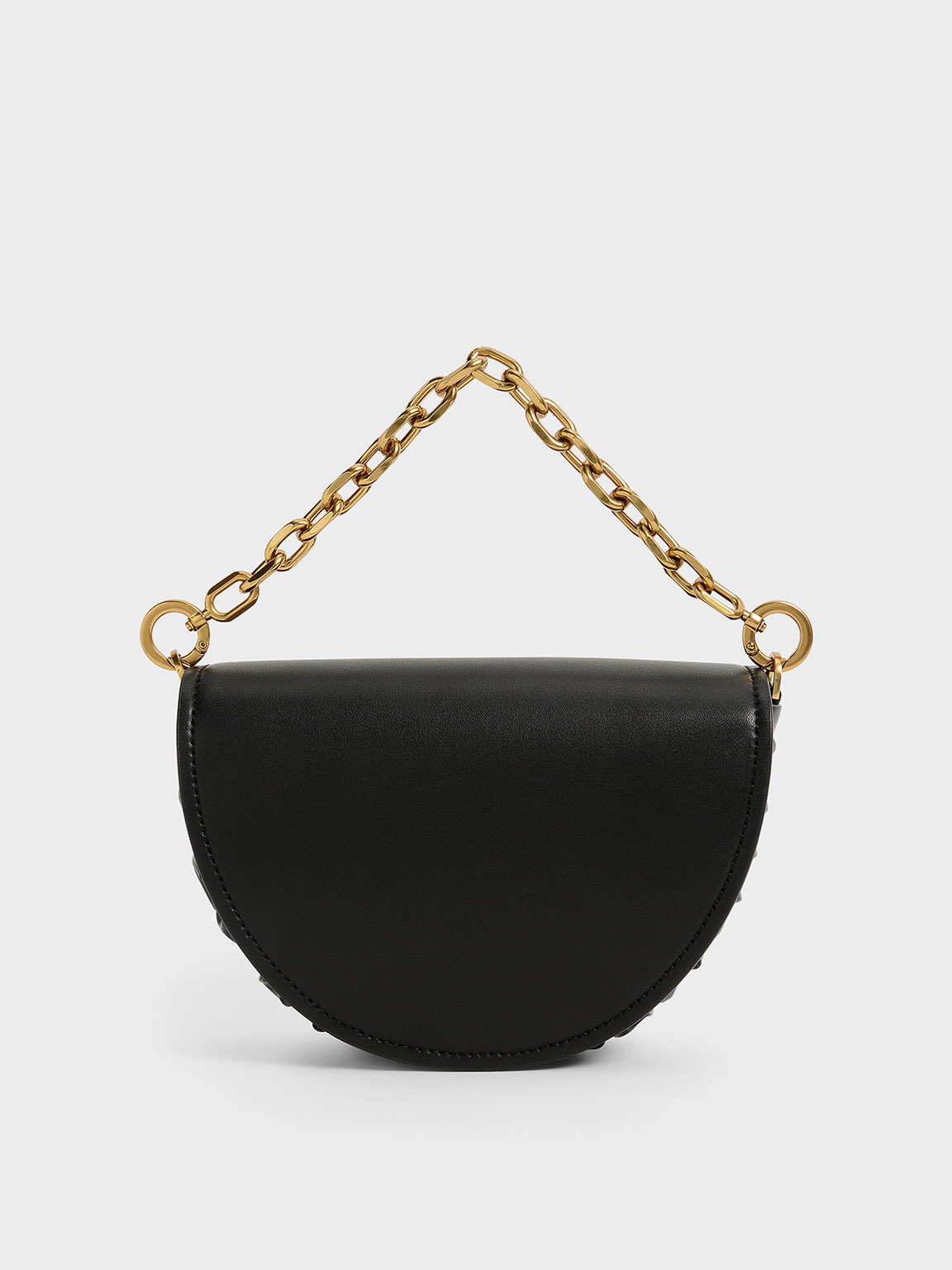 

Chain Handle Half Moon Bag, Black