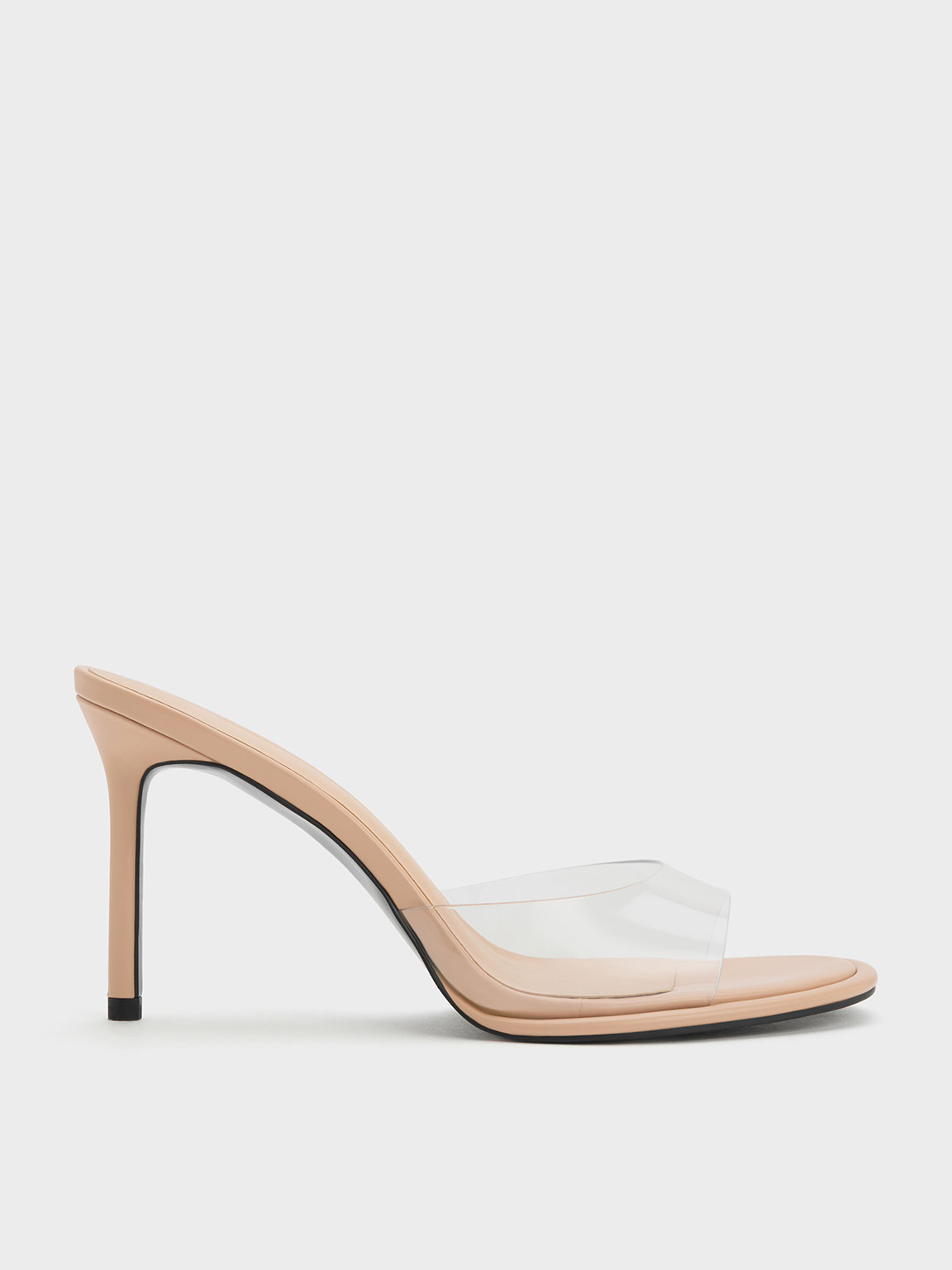 See-Through Cylindrical Heel Mules