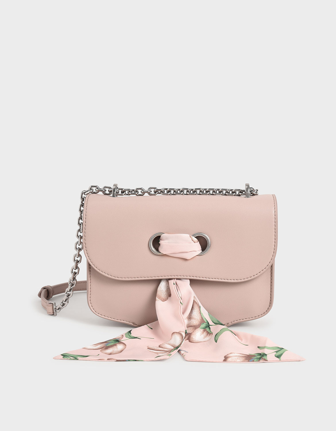 

Chiffon Scarf Double Strap Shoulder Bag, Pink