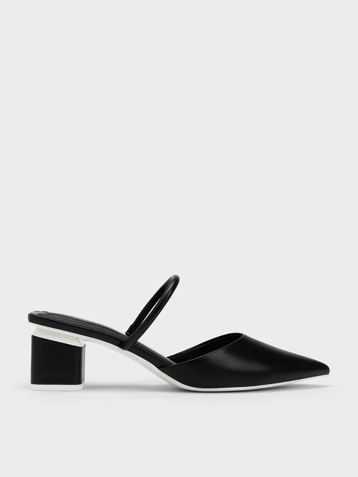 Black Block Heel Mules | CHARLES & KEITH UK