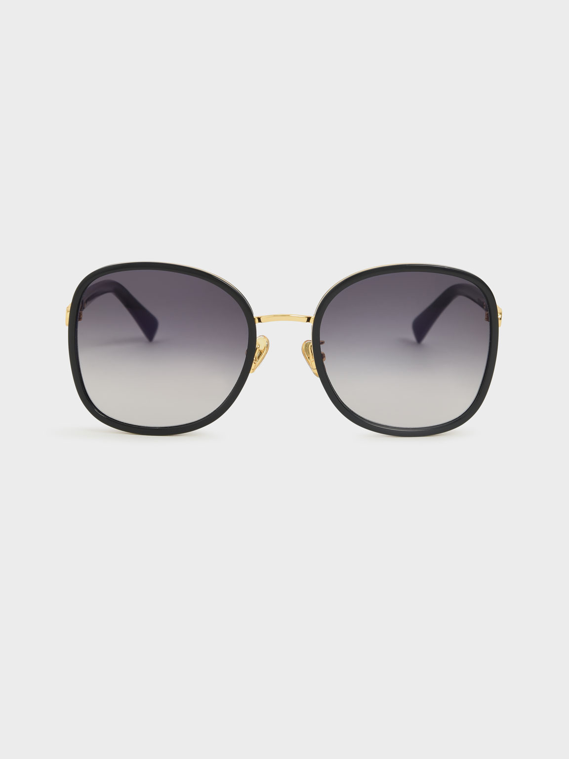 Charles & Keith Braided Temple Butterfly Sunglasses In Black