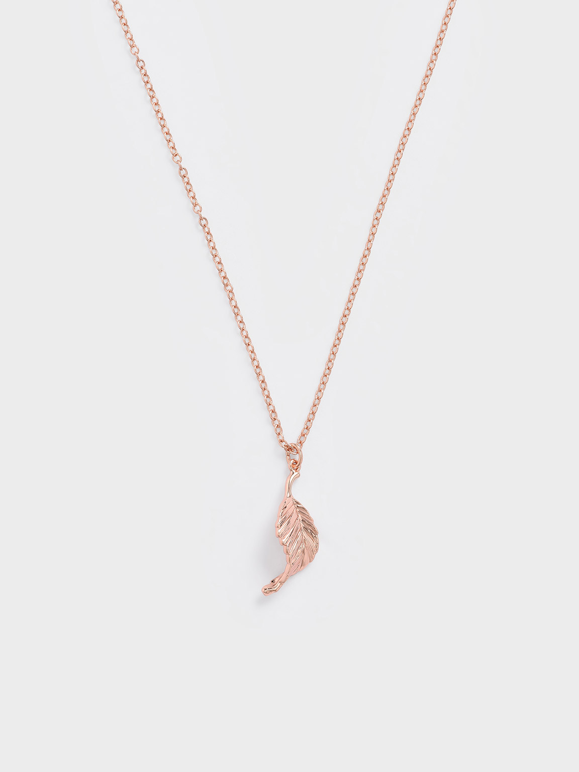 

Leaf Pendant Bead Necklace, Rose gold