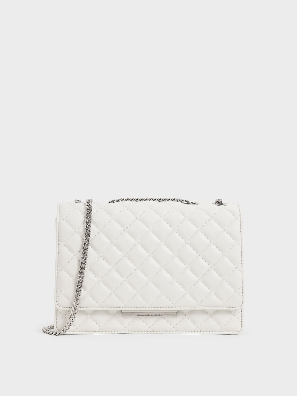 

Quilted Chain Strap Shoulder Bag, White