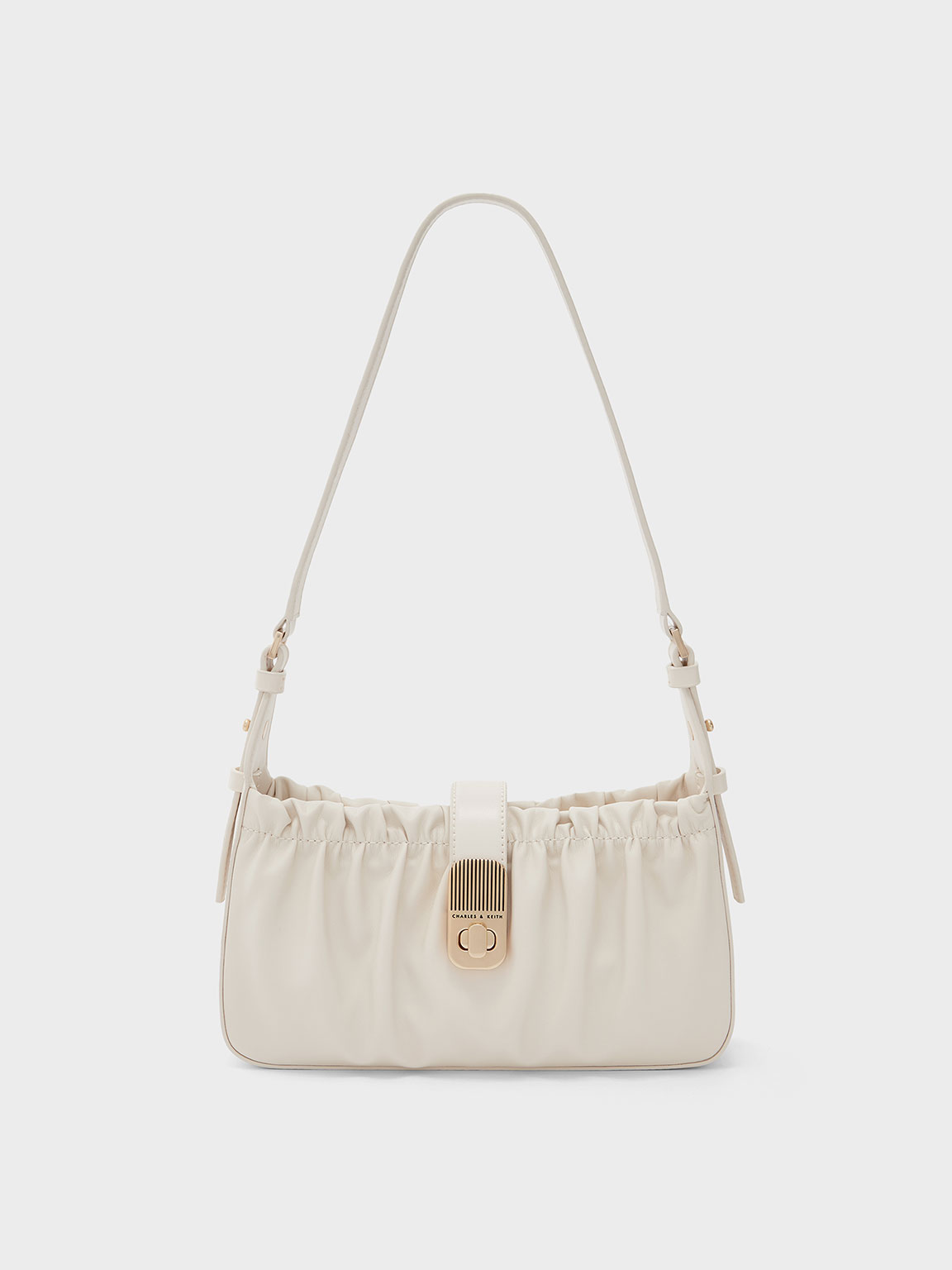 

Enya Ruched Turn-Lock Shoulder Bag