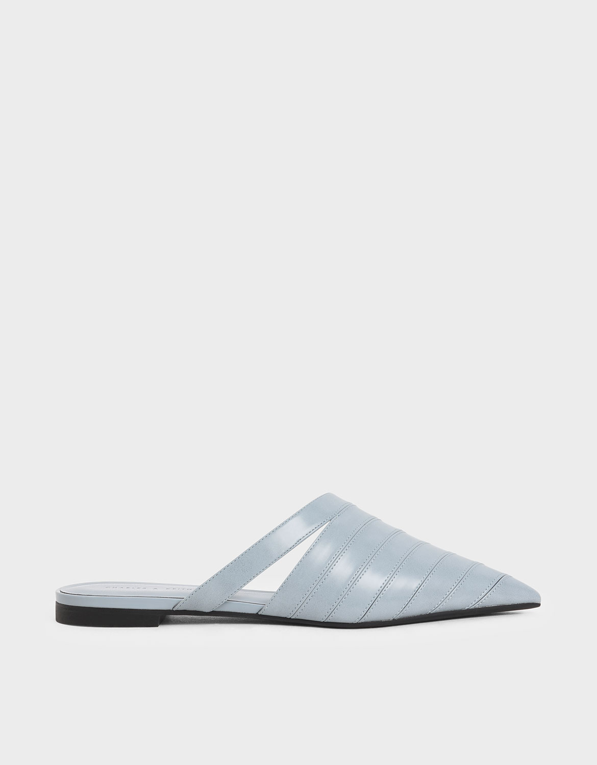 

Asymmetric Pointed Toe Mules, Light blue