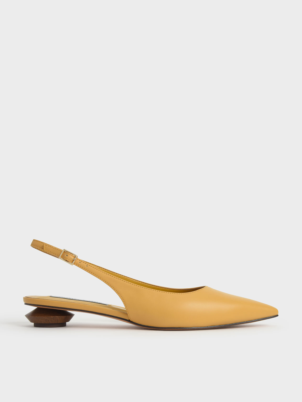 

Sculptural Heel Slingback Pumps, Mustard