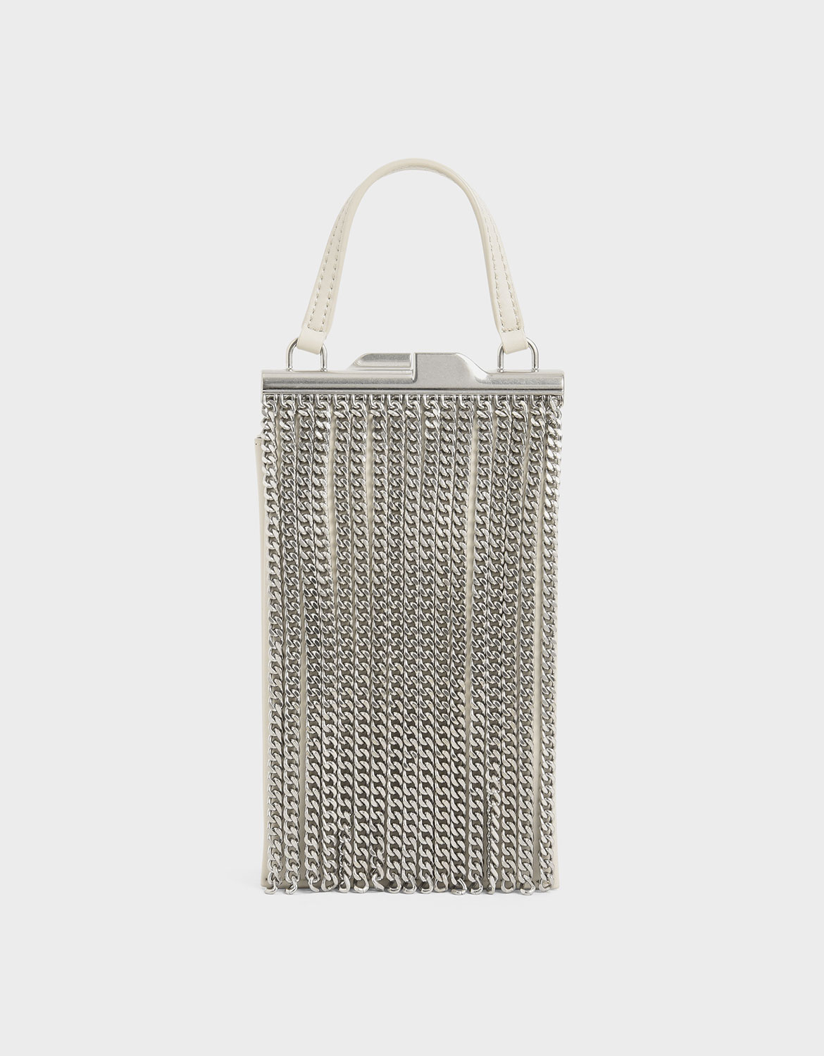 

Chain Fringe Elongated Clutch, Cream