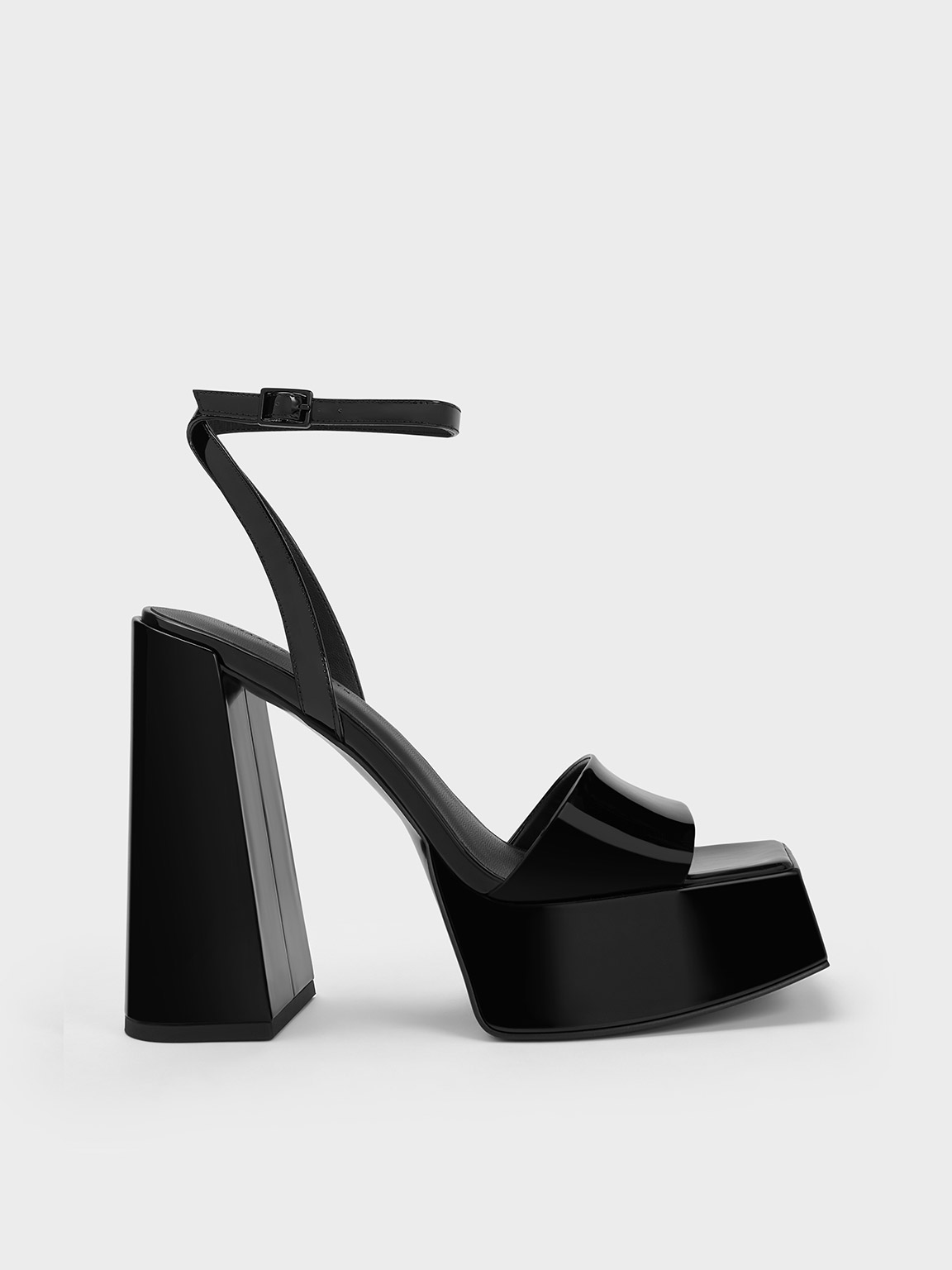 Patent Ankle-Strap Platform Sandals