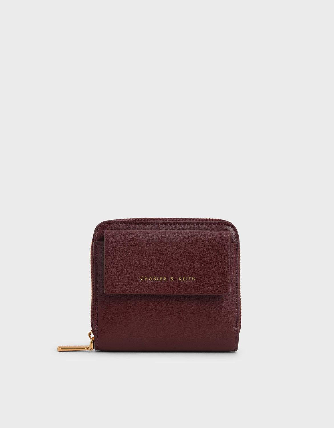 

Front Flap Zip-Around Mini Wallet, Burgundy