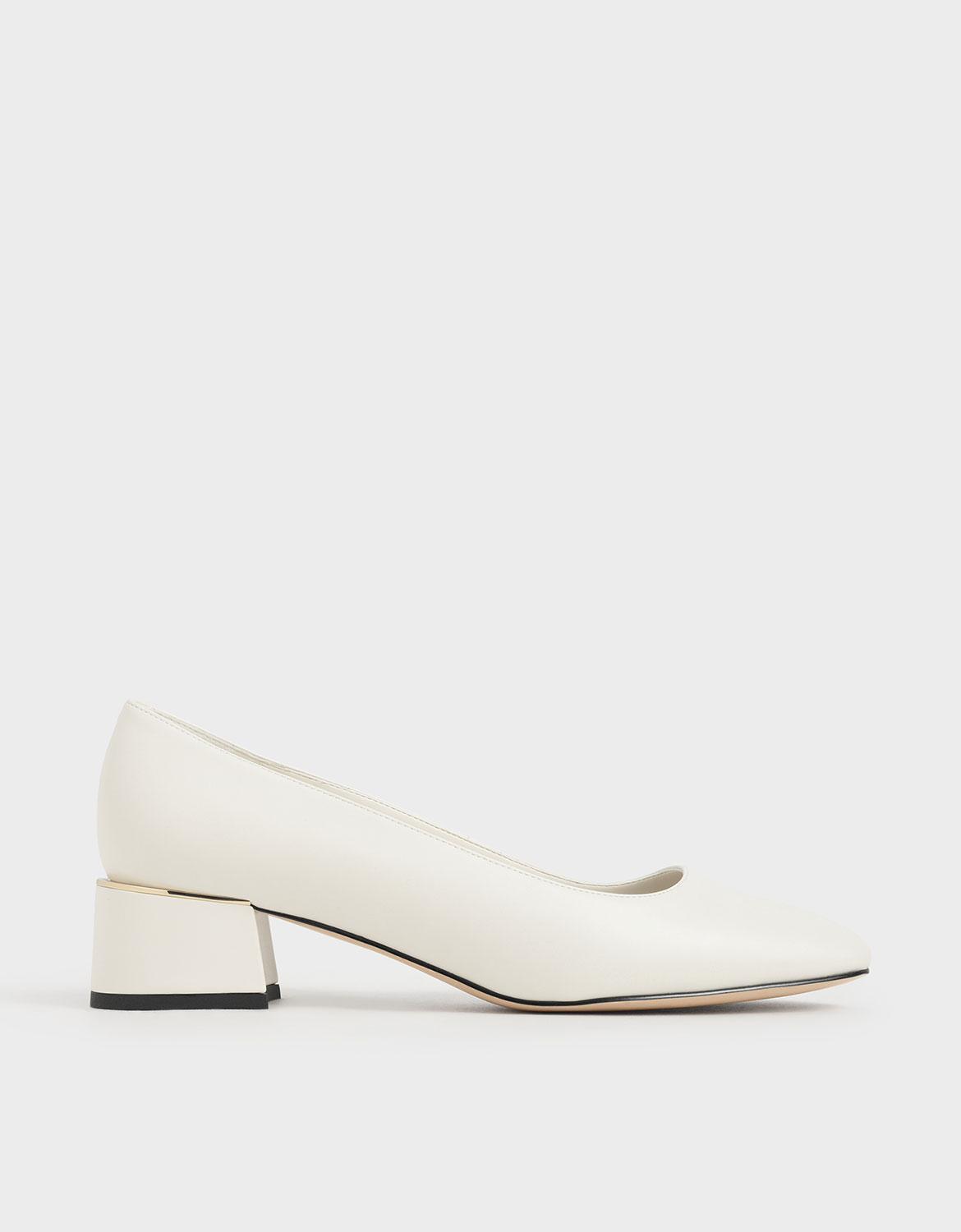 

Square Toe Block Heel Pumps, Chalk
