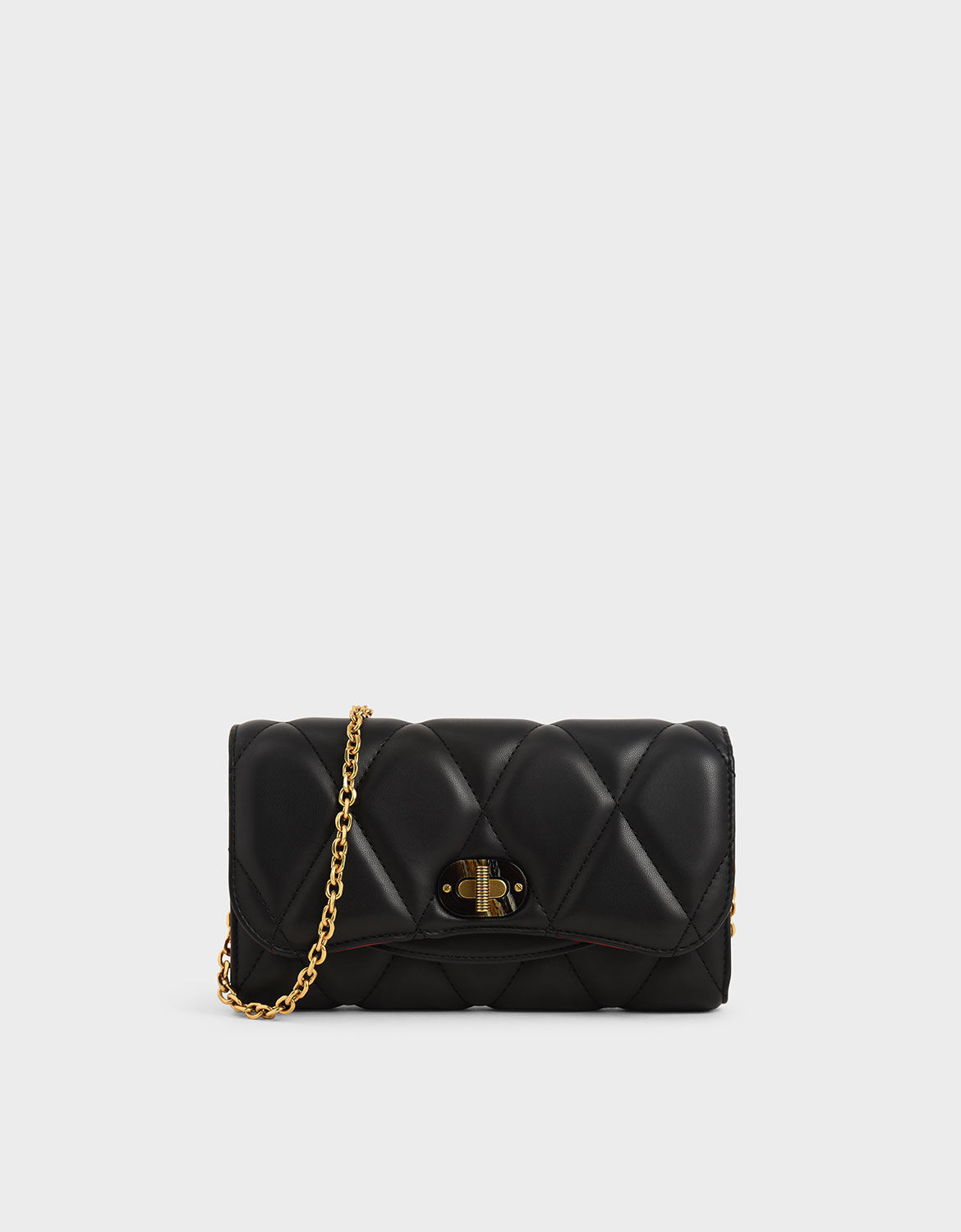 

Quilted Turn-Lock Wallet, Black
