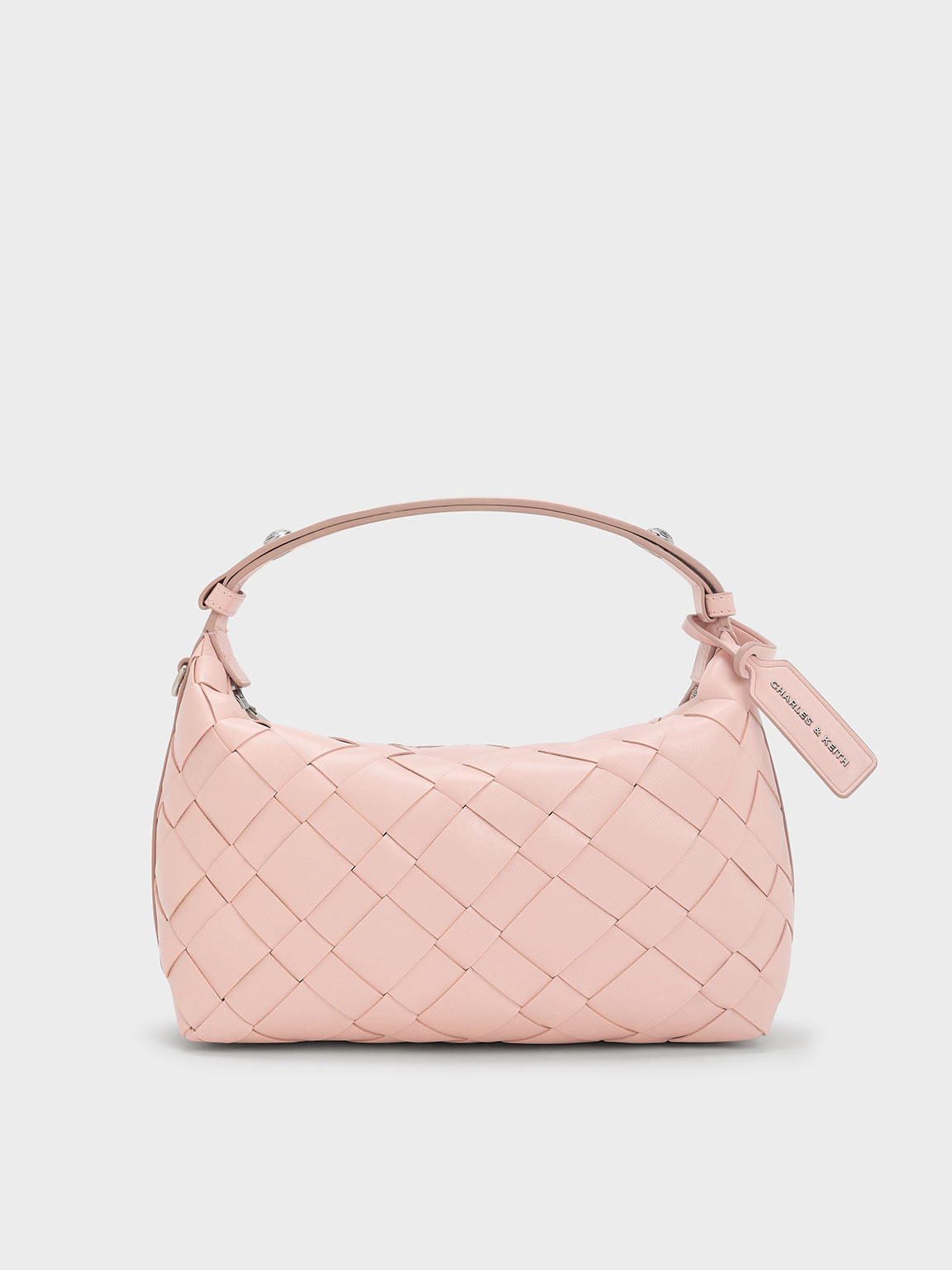 Charles & Keith - Ivette Woven Shoulder Bag In Light Pink