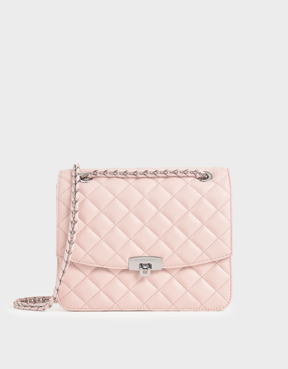 

Quilted Push-Lock Clutch, Pink