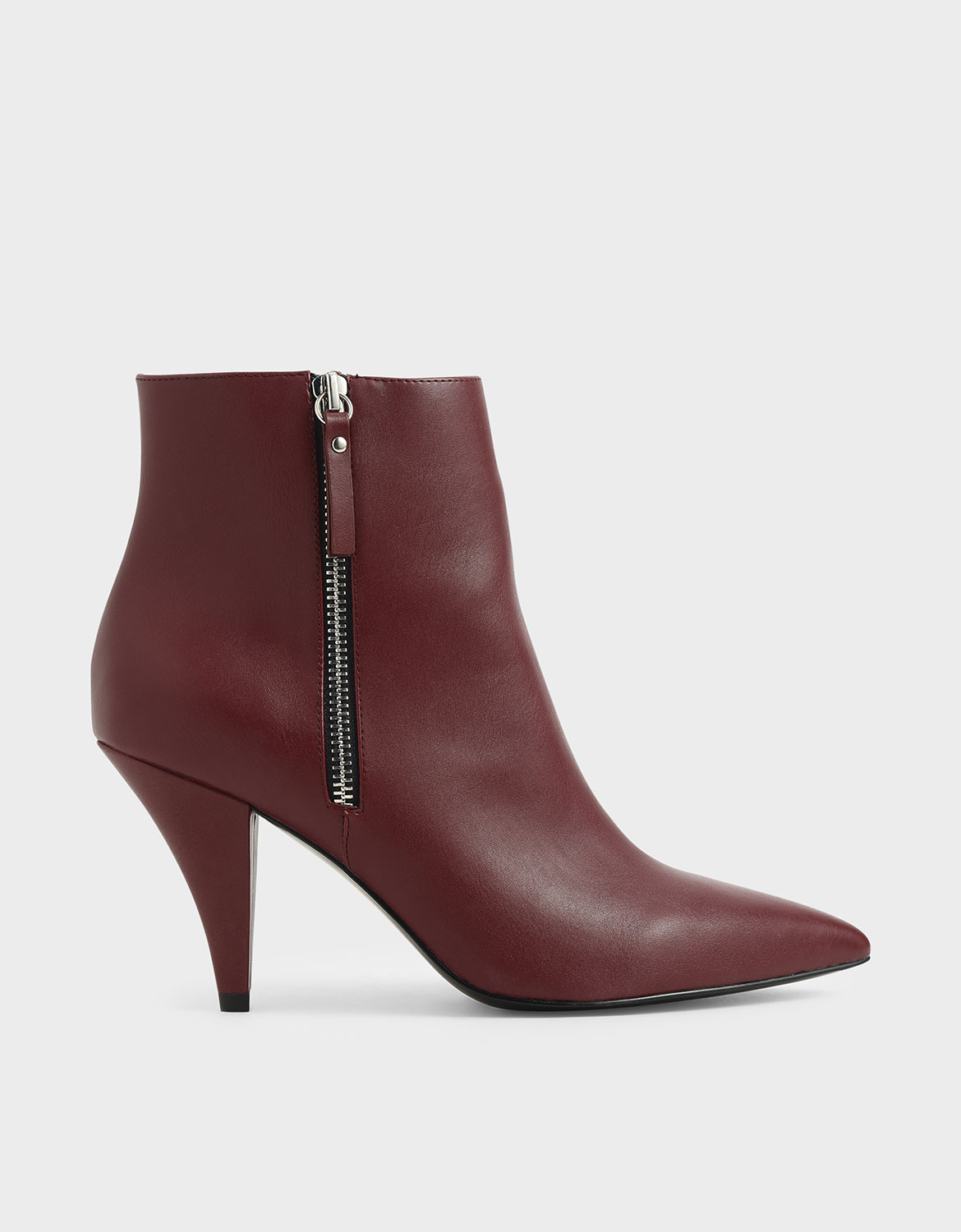 

Double Zip Pointed Toe Ankle Boots, Burgundy