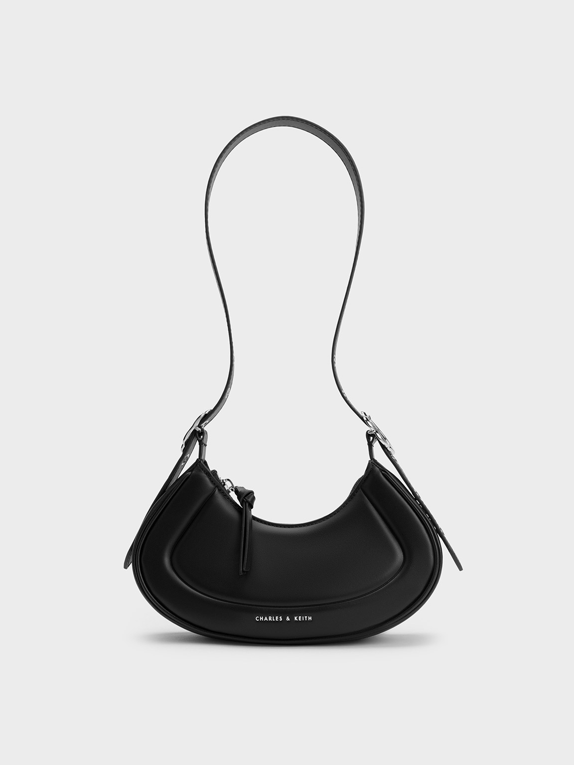 Black Petra Curved Shoulder Bag | CHARLES & KEITH UK