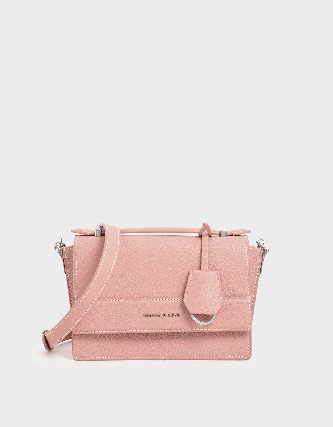 

Front Flap Top Handle Bag, Pink