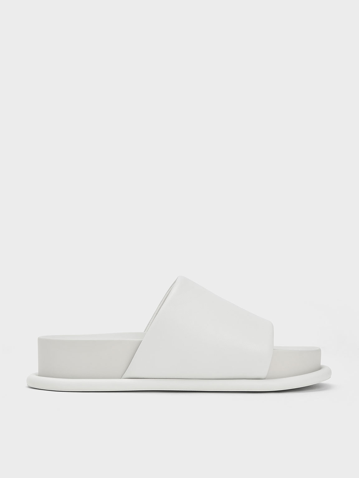 Charles & Keith Padded Strap Slide Sandals In White
