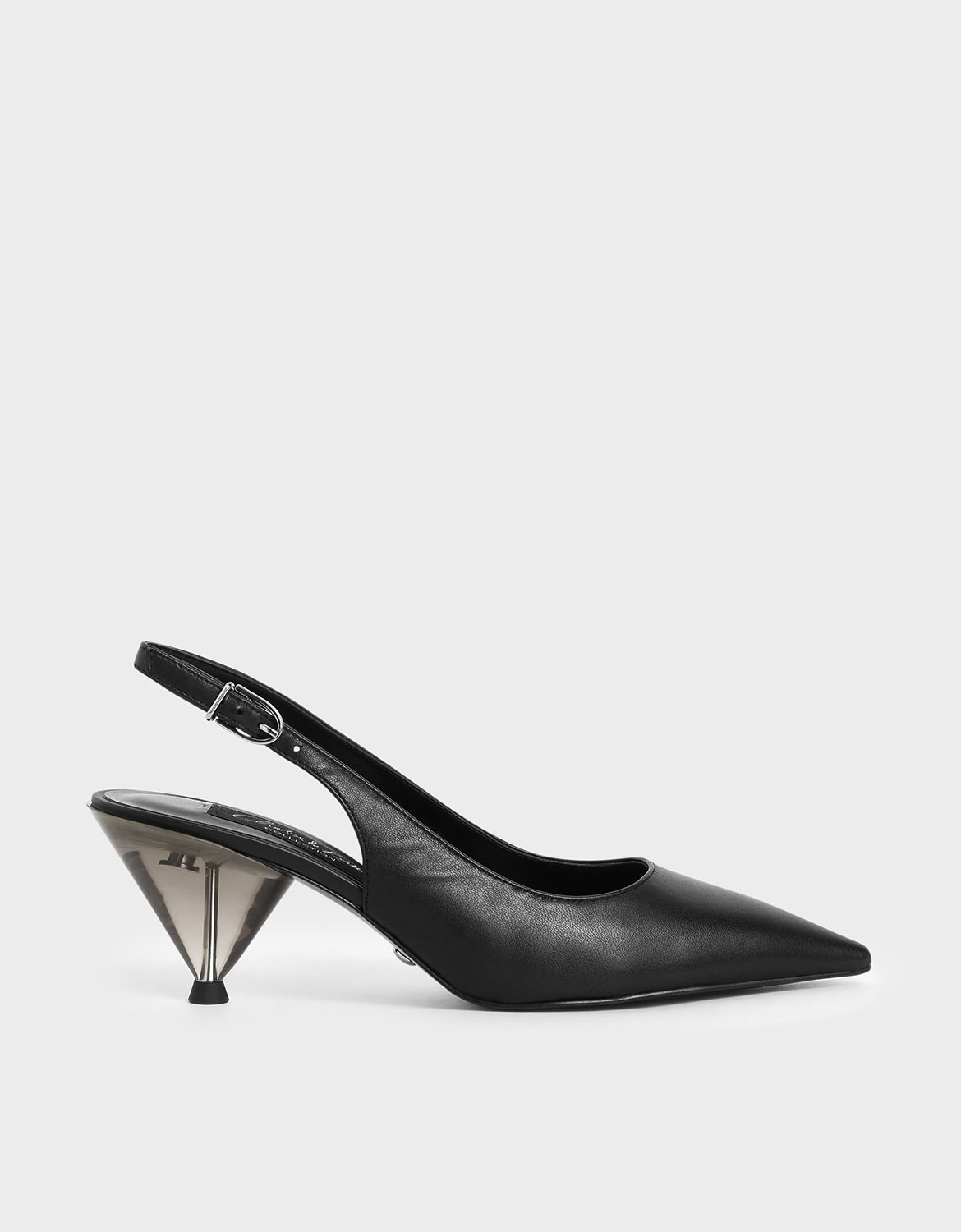 

Leather Cone Heel Pumps, Black