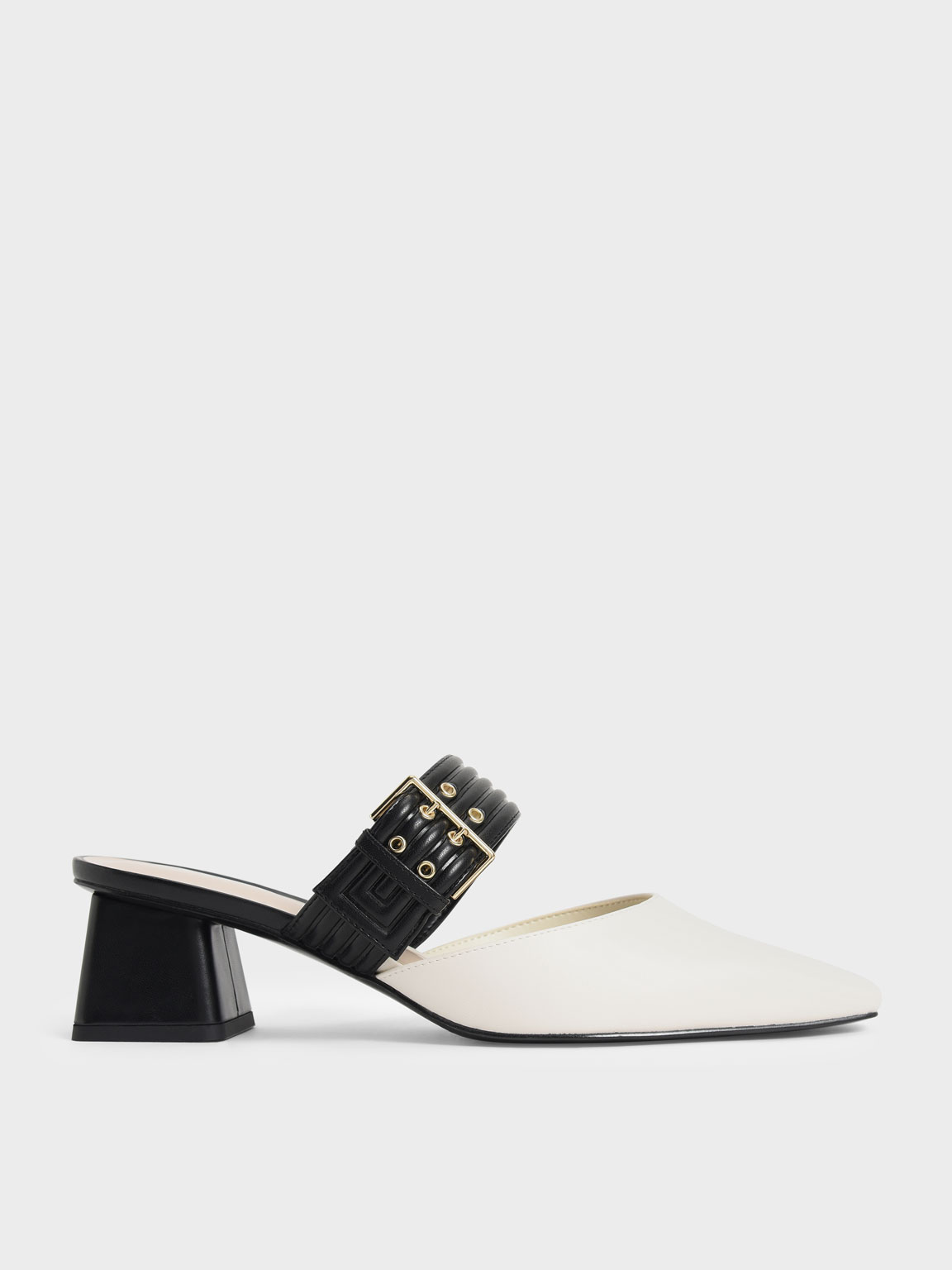 

Two-Tone Grommet Strap Mules