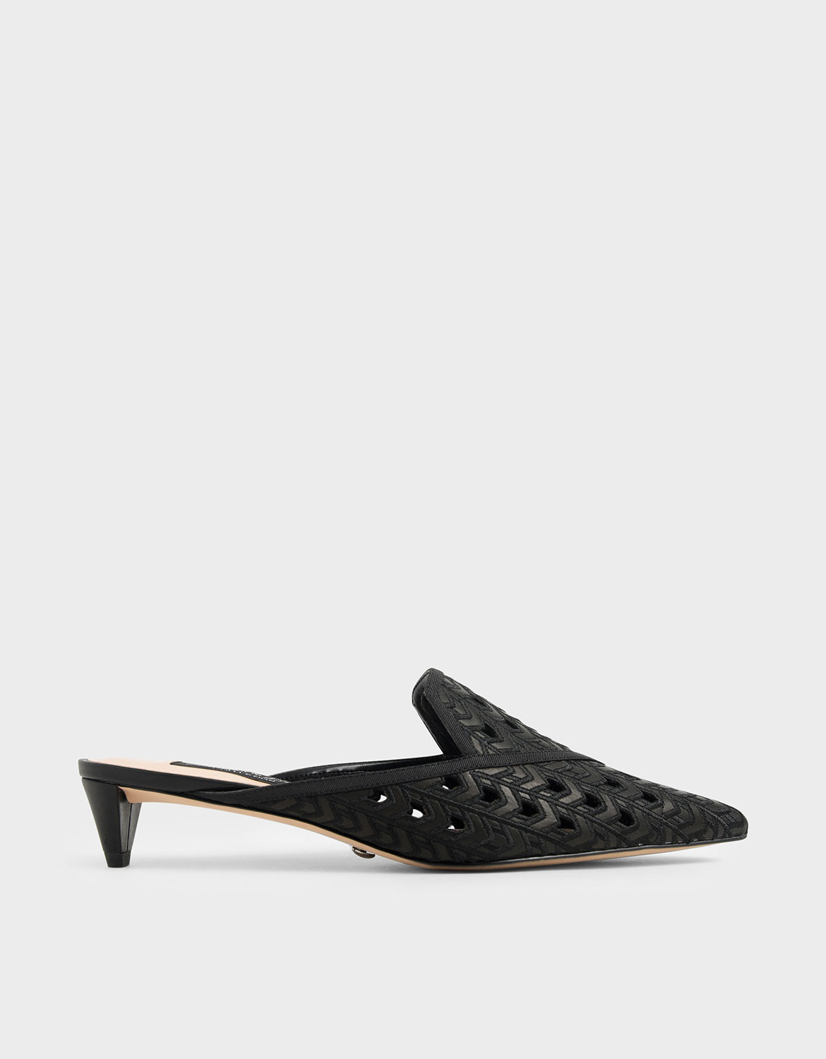 

Leather Laser Cut Mules, Black