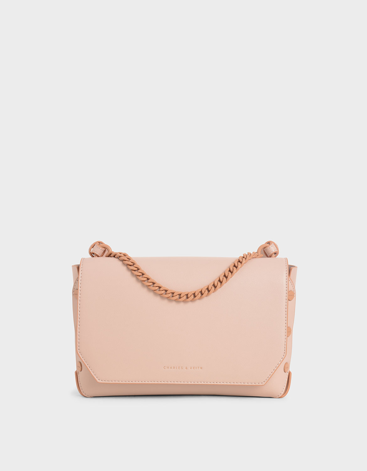 

Studded Chain Link Shoulder Bag, Pink