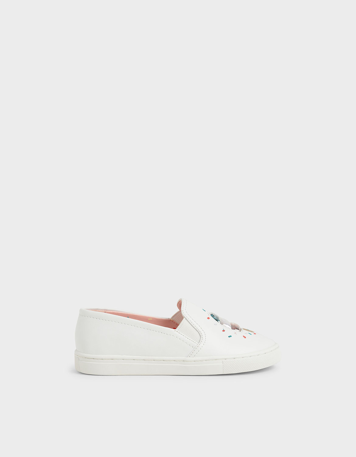 

Girls' Rainbow Sprinkles Motif Sneakers, Cream