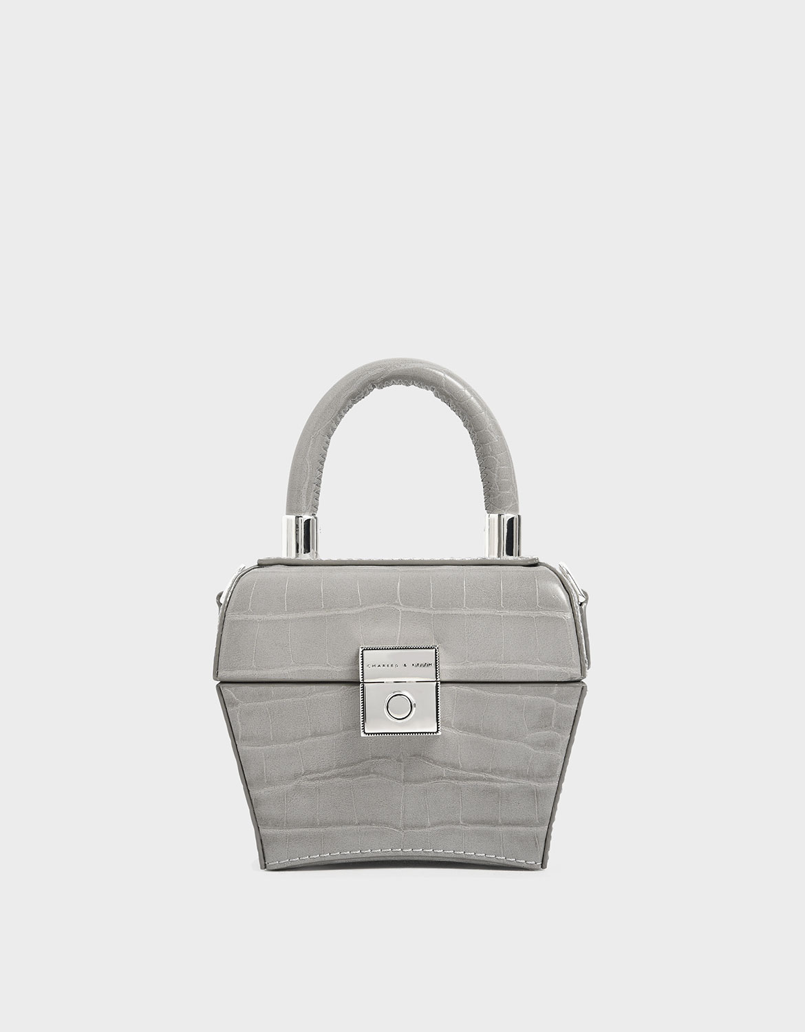 

Croc-Effect Mini Sculptural Bag, Light grey