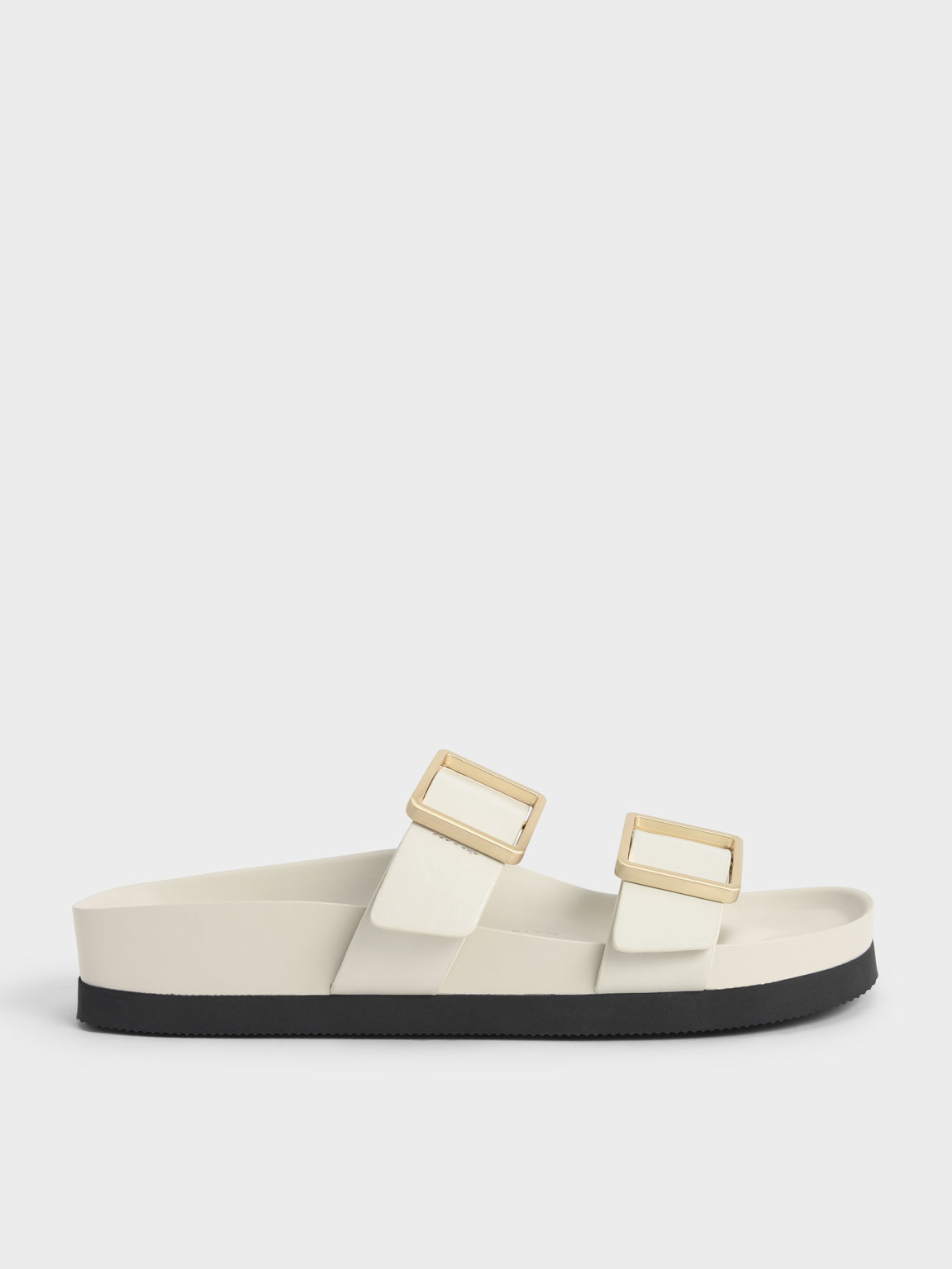 

Buckle Strap Slide Sandals, Chalk