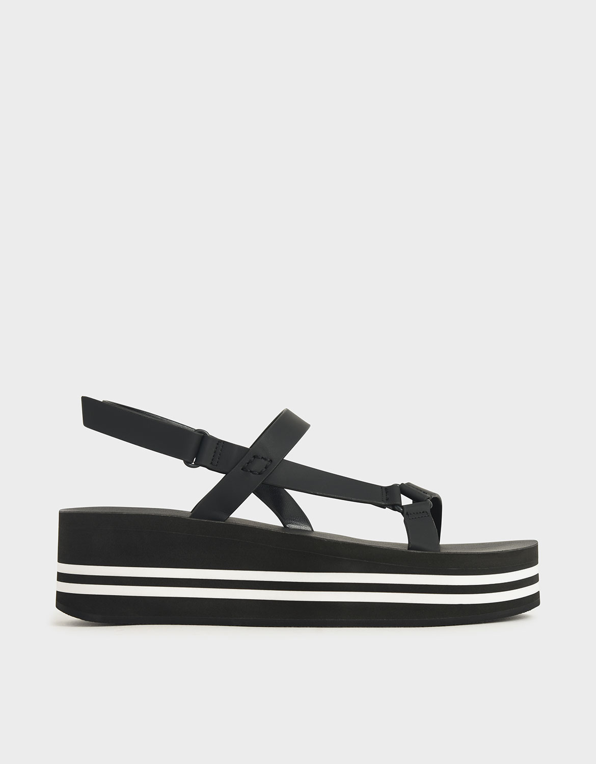 

Velcro Strap Flatforms, Black
