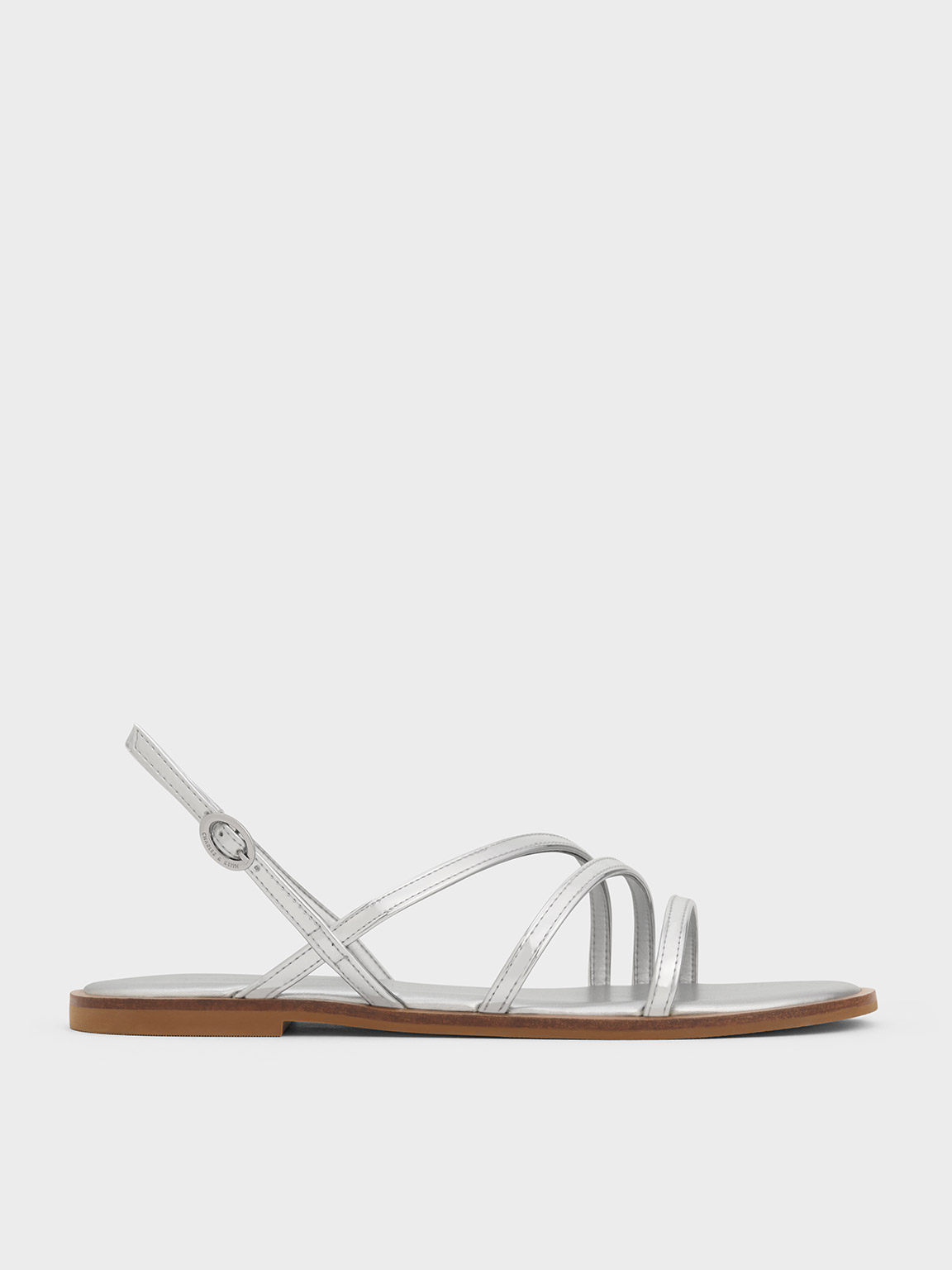 Metallic Asymmetric Triple-Strap Sandals