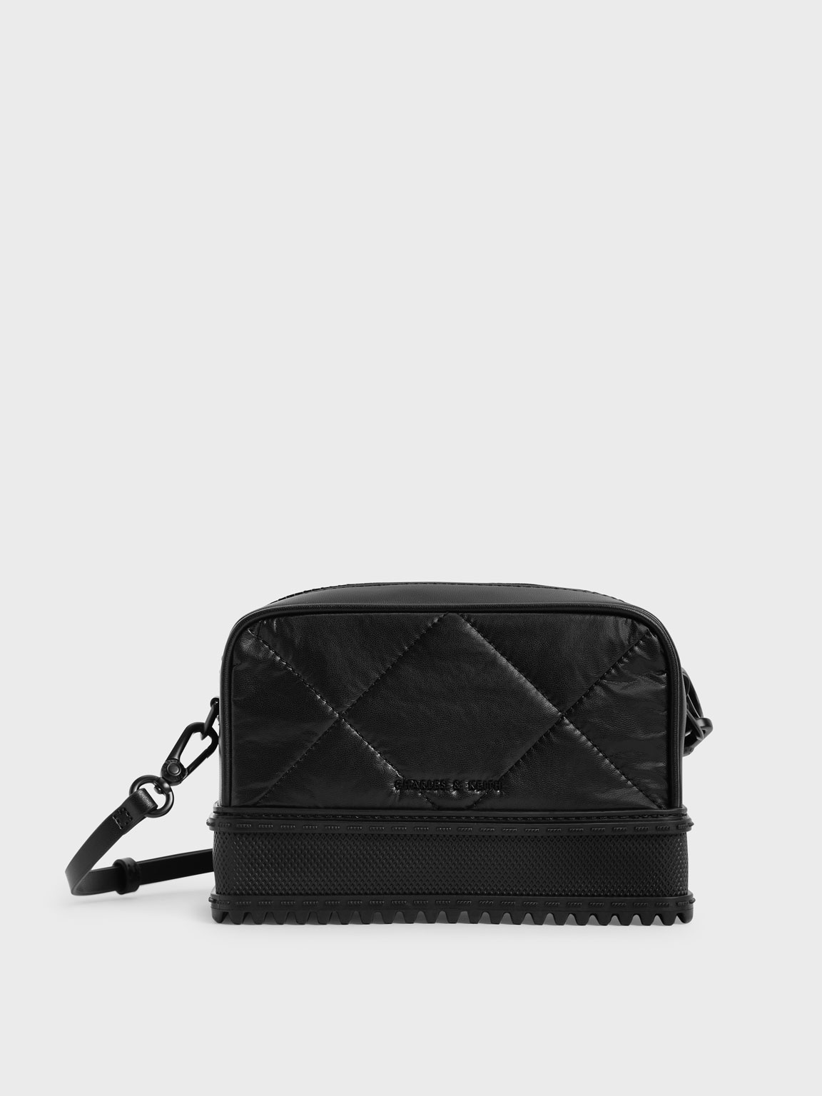 

Quilted Top-Zip Crossbody Bag, Black