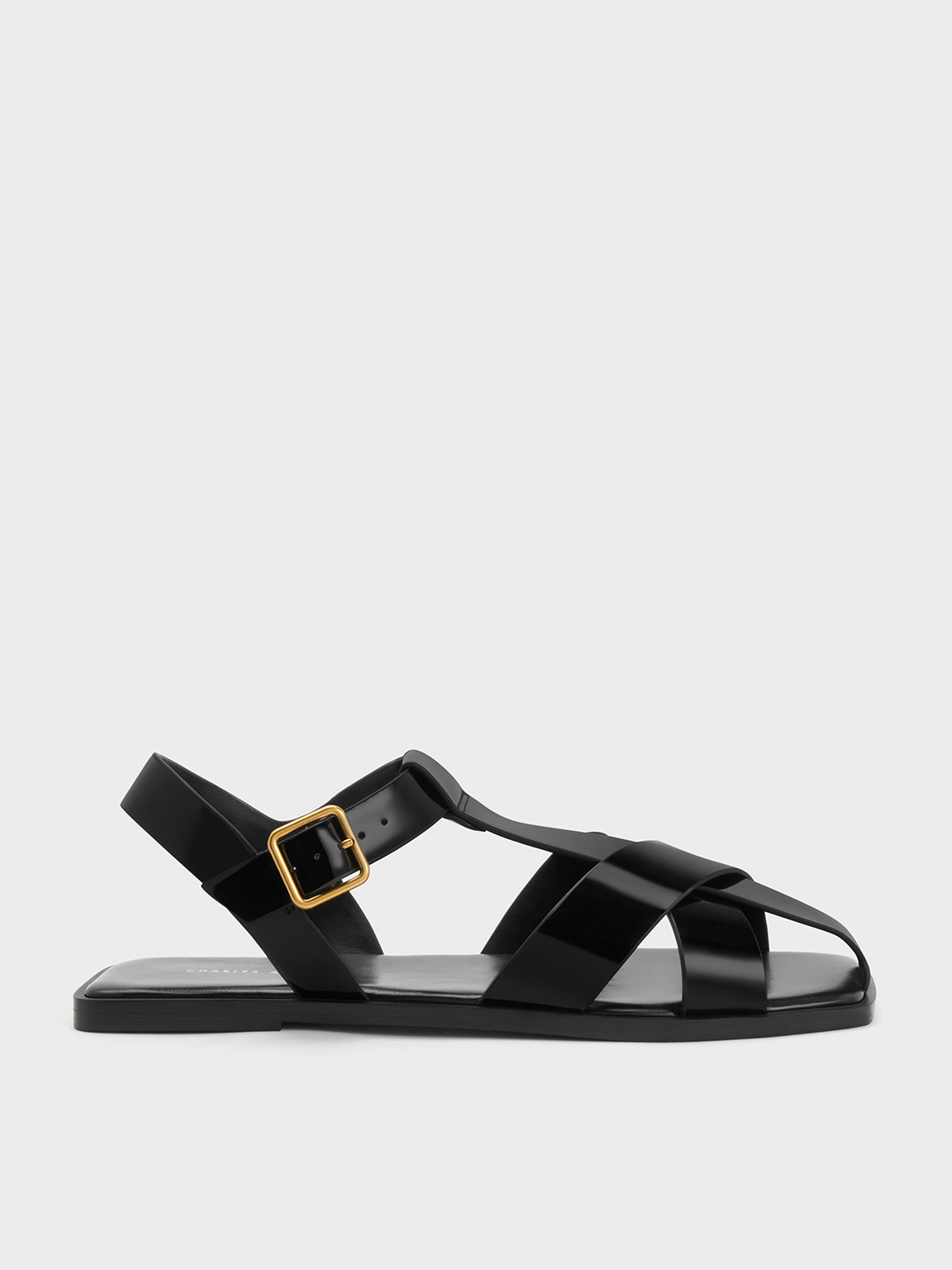 Patent Strappy Crossover Sandals