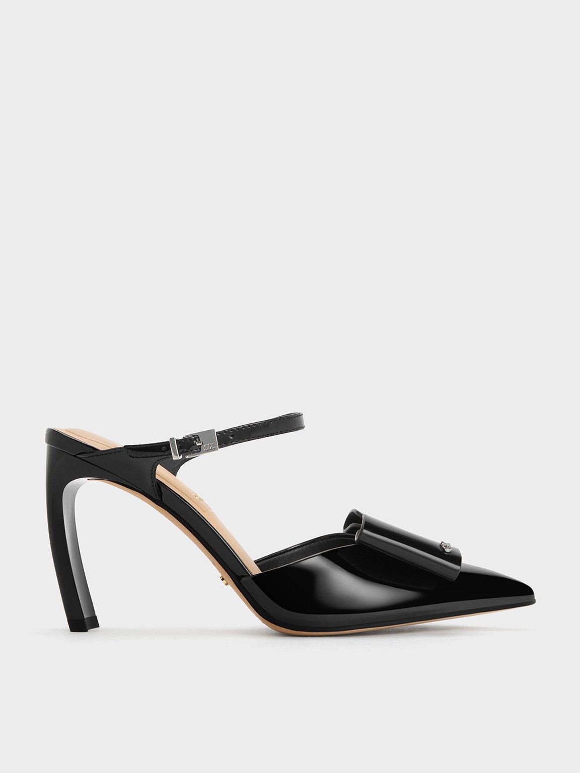 Charles & Keith - Lu Patent Leather Bow Blade-Heel Mules
