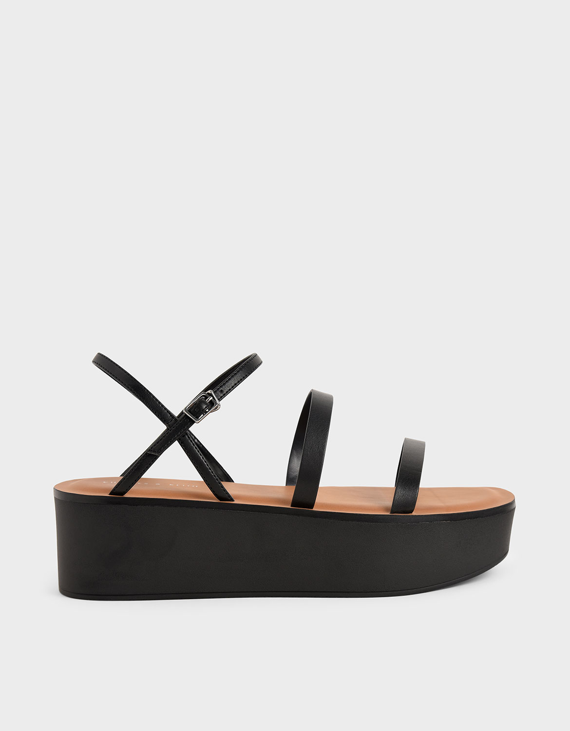 

Strappy Flatform Sandals, Black