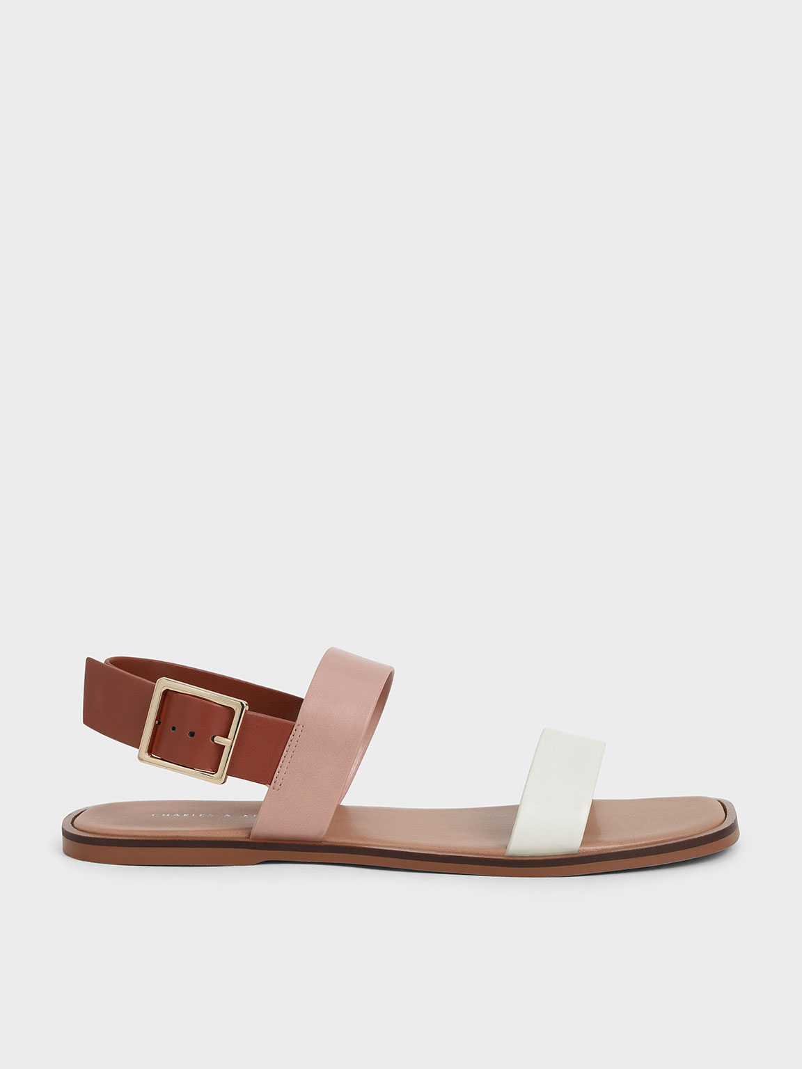 

Buckle Ankle Strap Flat Sandals, Multi