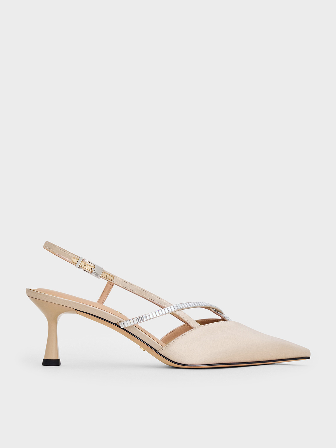 Charles & Keith - Recycled Polyester Crystal-Embellished Slingback Pumps