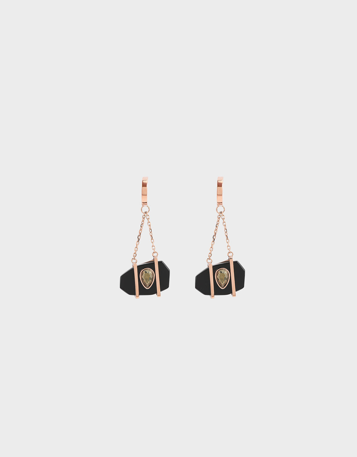 

Onyx & Pyrite Gemstone Drop Earrings, Black