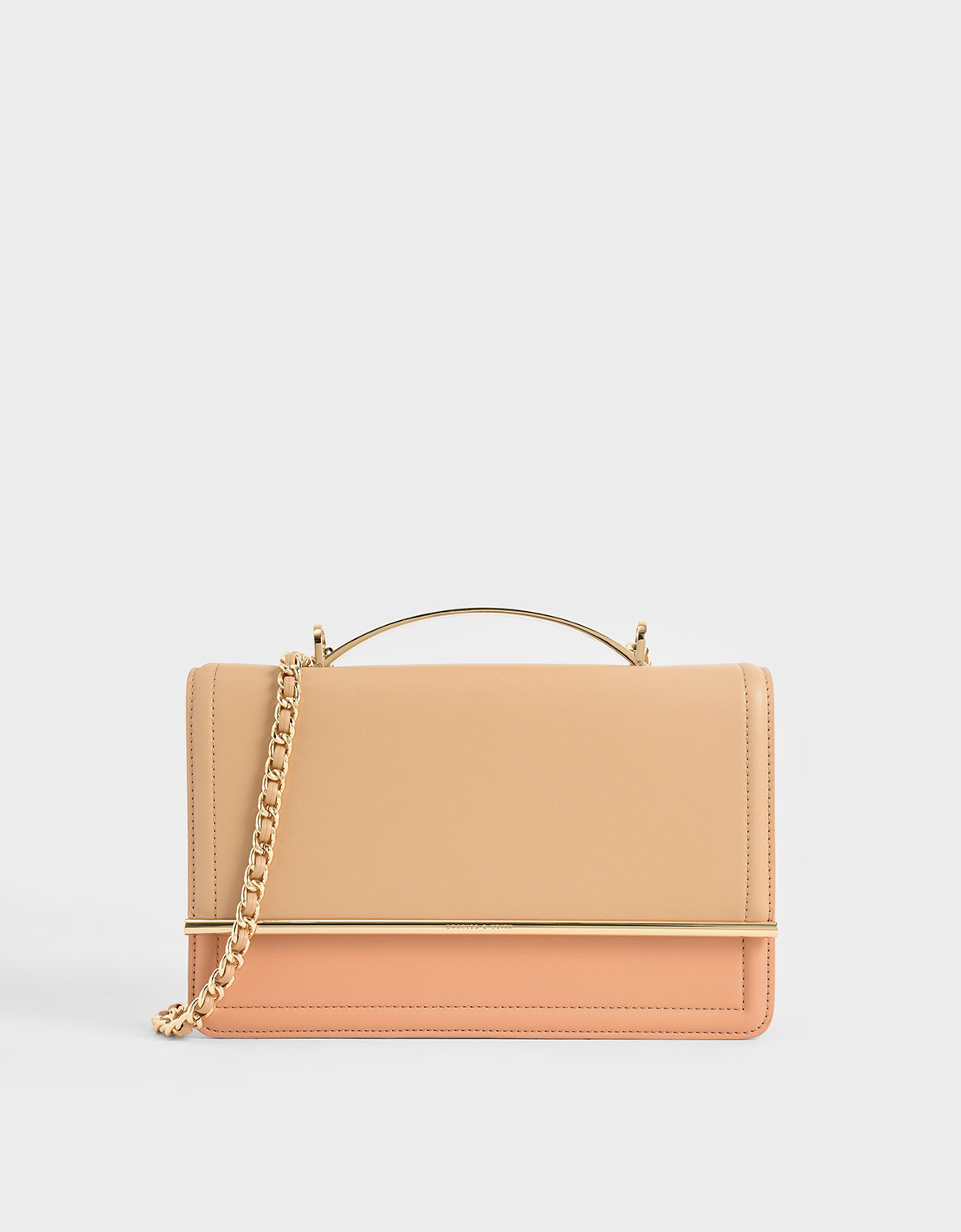 

Two-Tone Clutch, Beige