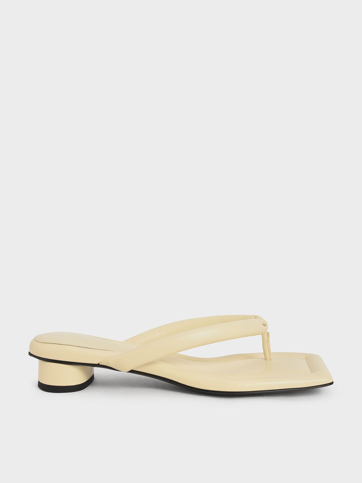 Charles & Keith Asymmetric-toe Puffy Thong Sandals In Yellow