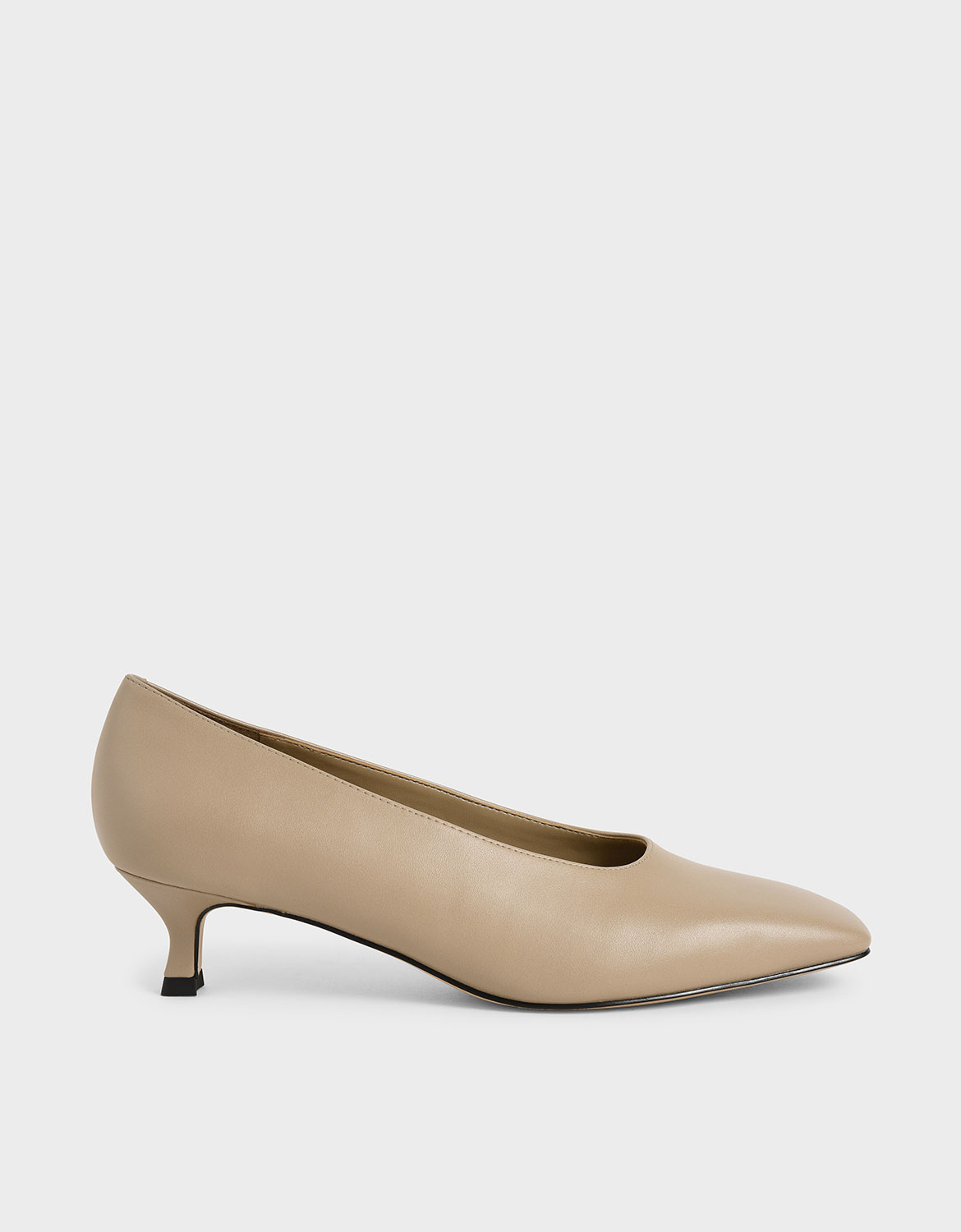 

Square Toe Kitten Heel Court Shoes, Beige