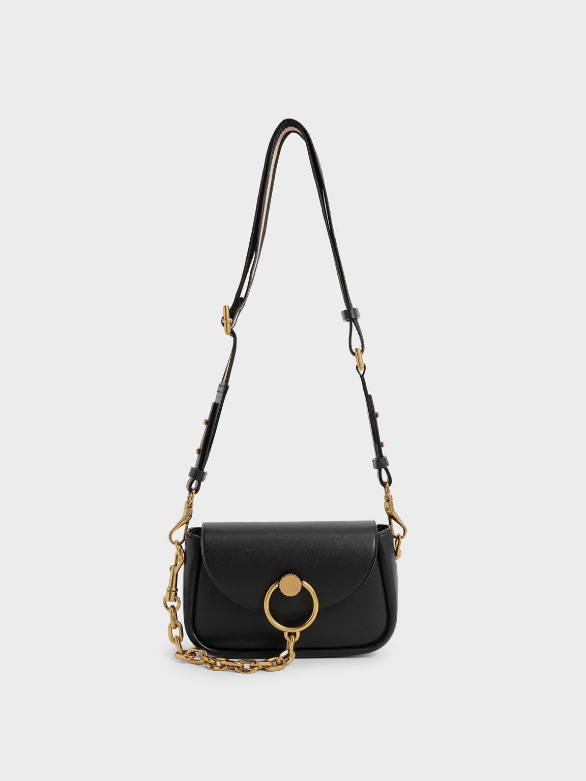 

Chunky Chain-Link Crossbody Bag, Black