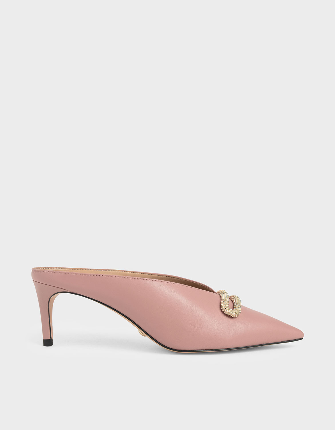 

Leather Metallic Accent Heeled Mules, Blush
