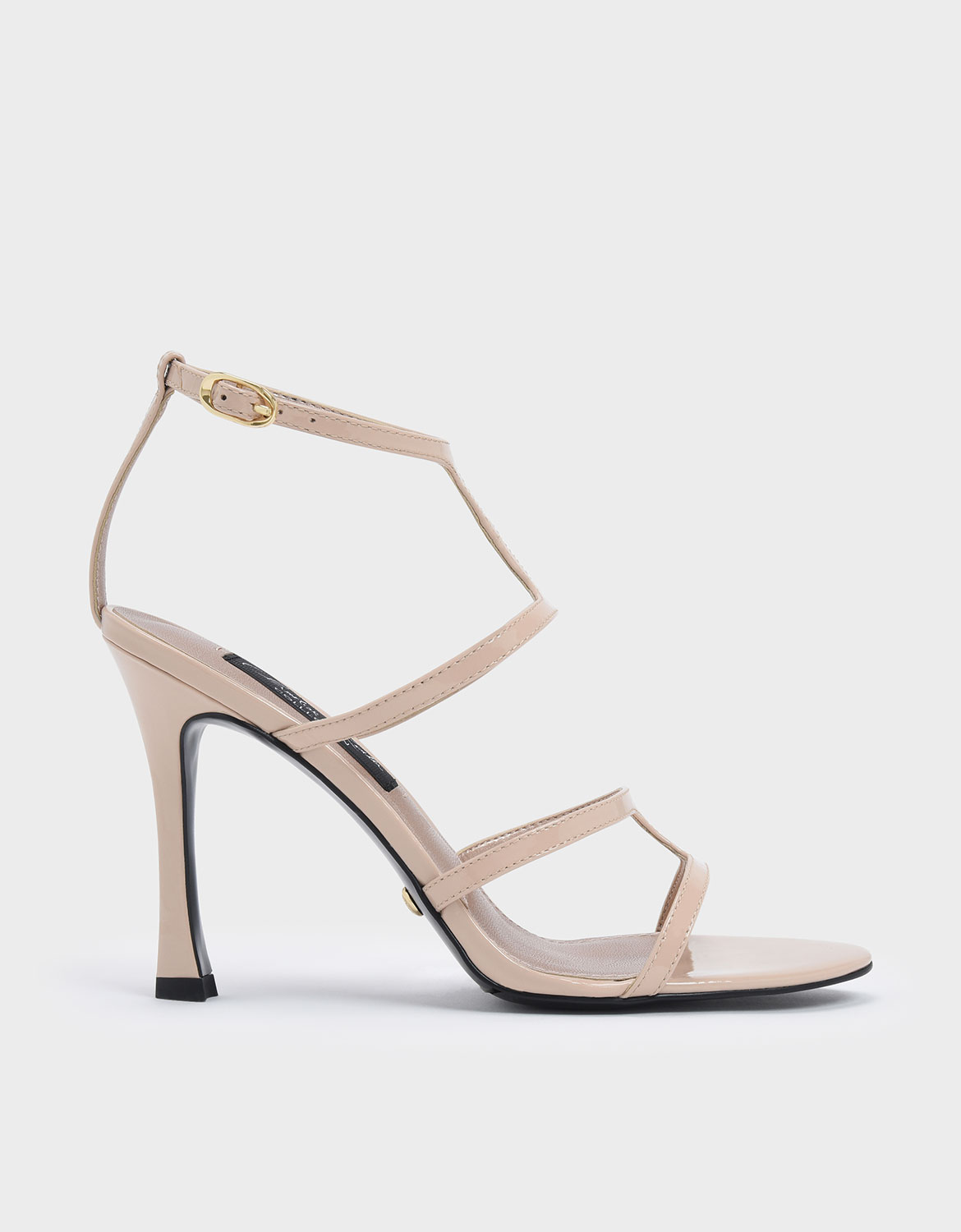 

Patent Leather Strappy Stiletto Heel Sandals, Nude